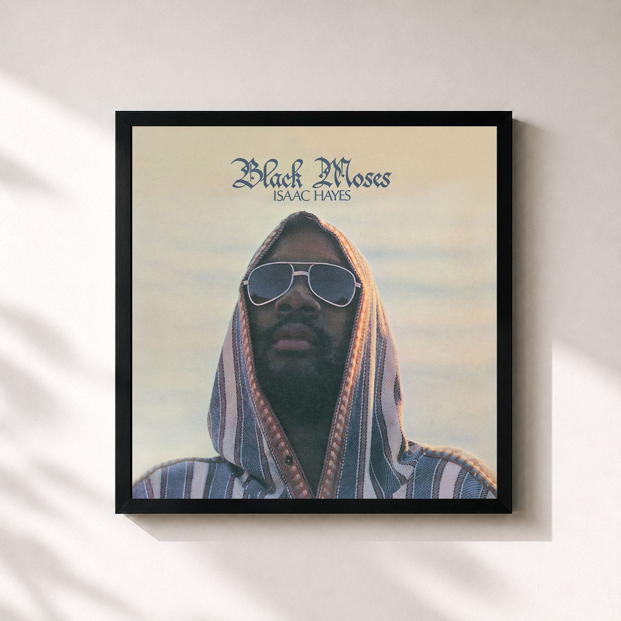 #noir Tableau carré de l'album Black Moses de Isaac Hayes, cadre noir 32x32 cm