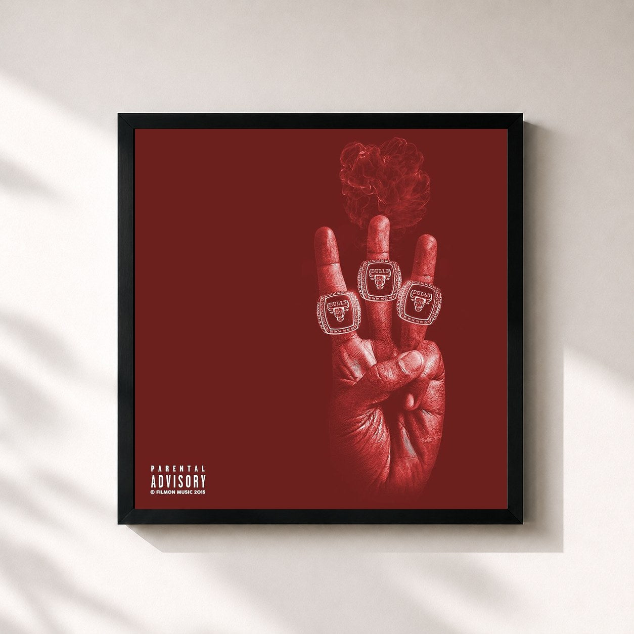 #noir Tableau carré de l'album Bang 3, Pt. 2 de Chief Keef, cadre noir 32x32 cm