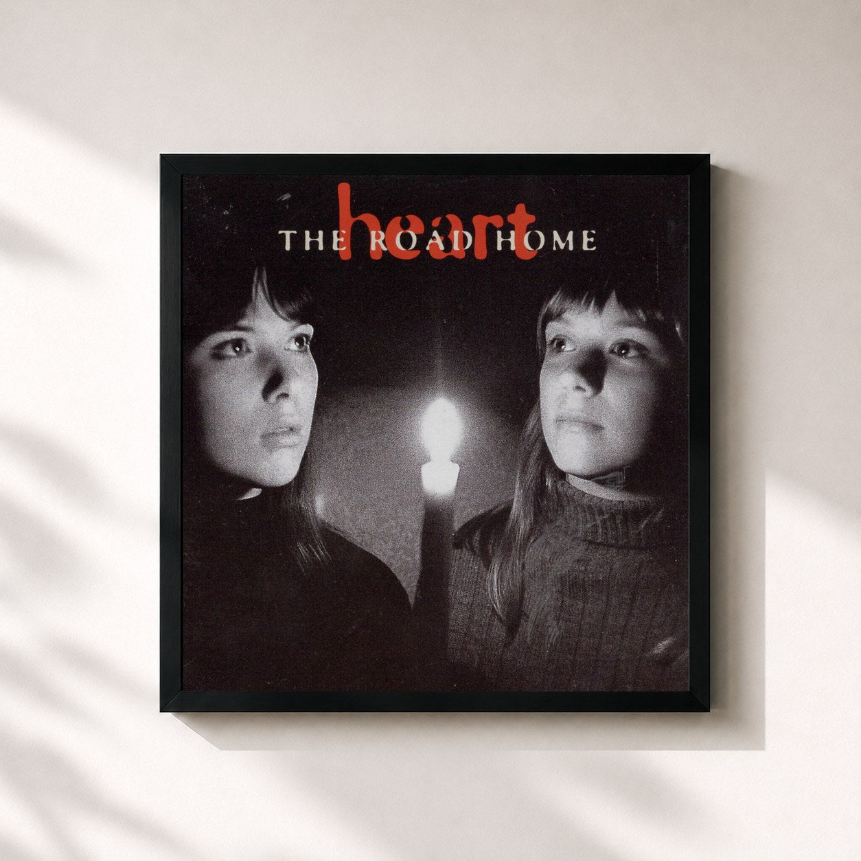 #noir Tableau carré de l'album The Road Home de Heart, cadre noir 32x32 cm