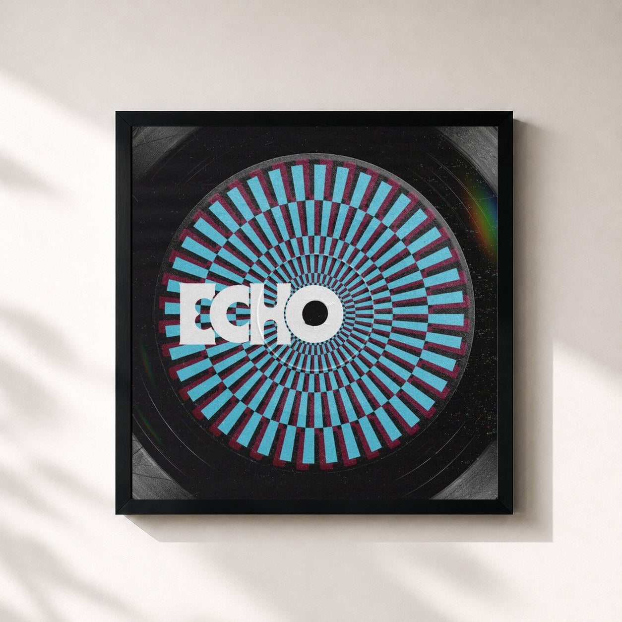 #noir Tableau carré de l'album Echo de JIN, cadre noir 32x32 cm