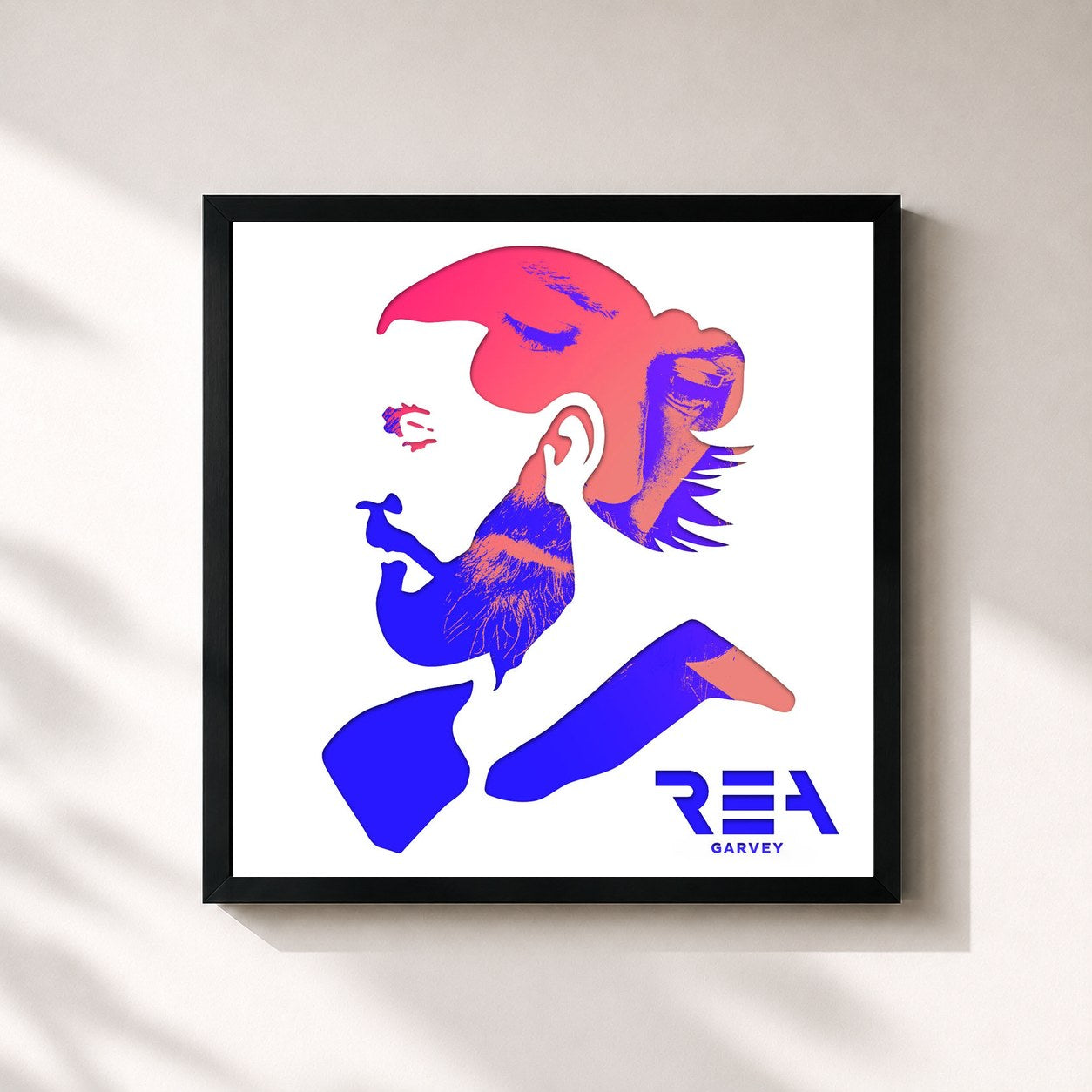 #noir Tableau carré de l'album Neon de Rea Garvey, cadre noir 32x32 cm