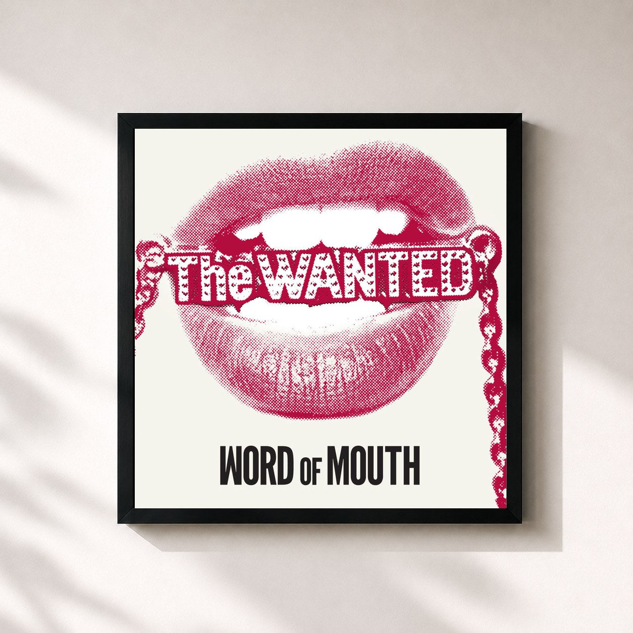 #noir Tableau carré de l'album Word Of Mouth de The Wanted, cadre noir 32x32 cm