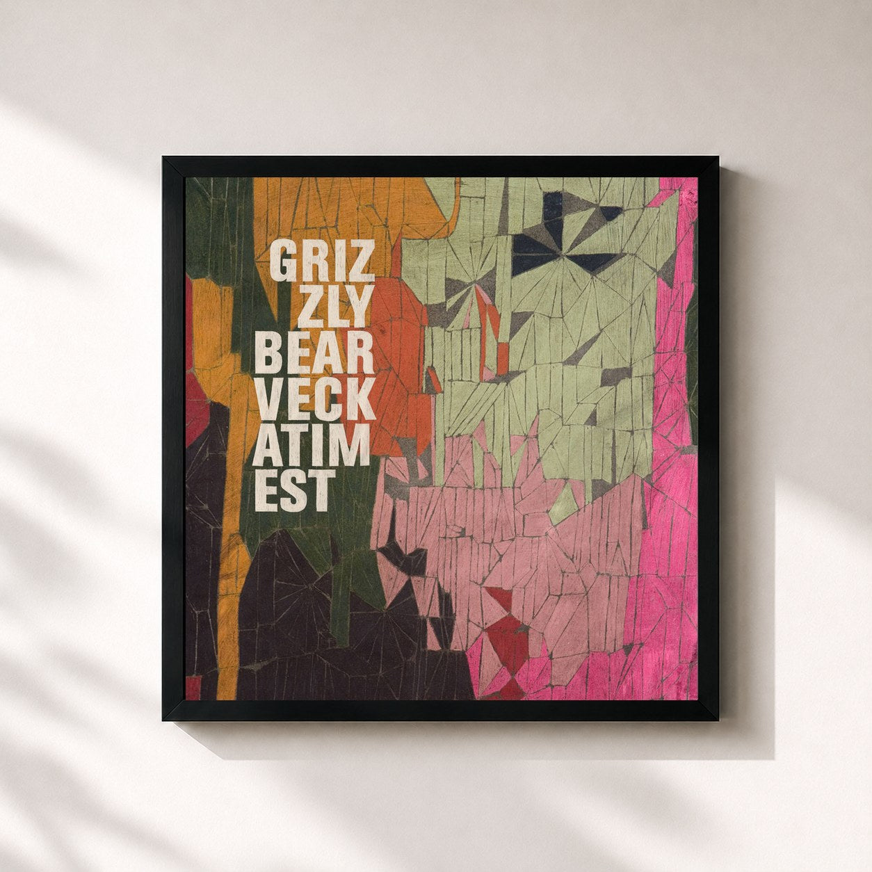 #noir Tableau carré de l'album Veckatimest de Grizzly Bear, cadre noir 32x32 cm