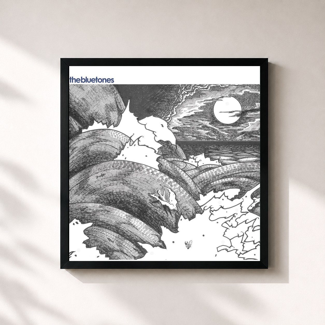 #noir Tableau carré de l'album The Bluetones de The Bluetones, cadre noir 32x32 cm