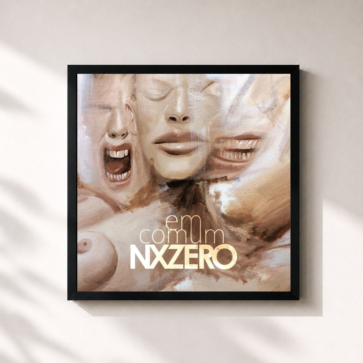 #noir Tableau carré de l'album Em Comum de NX Zero, cadre noir 32x32 cm