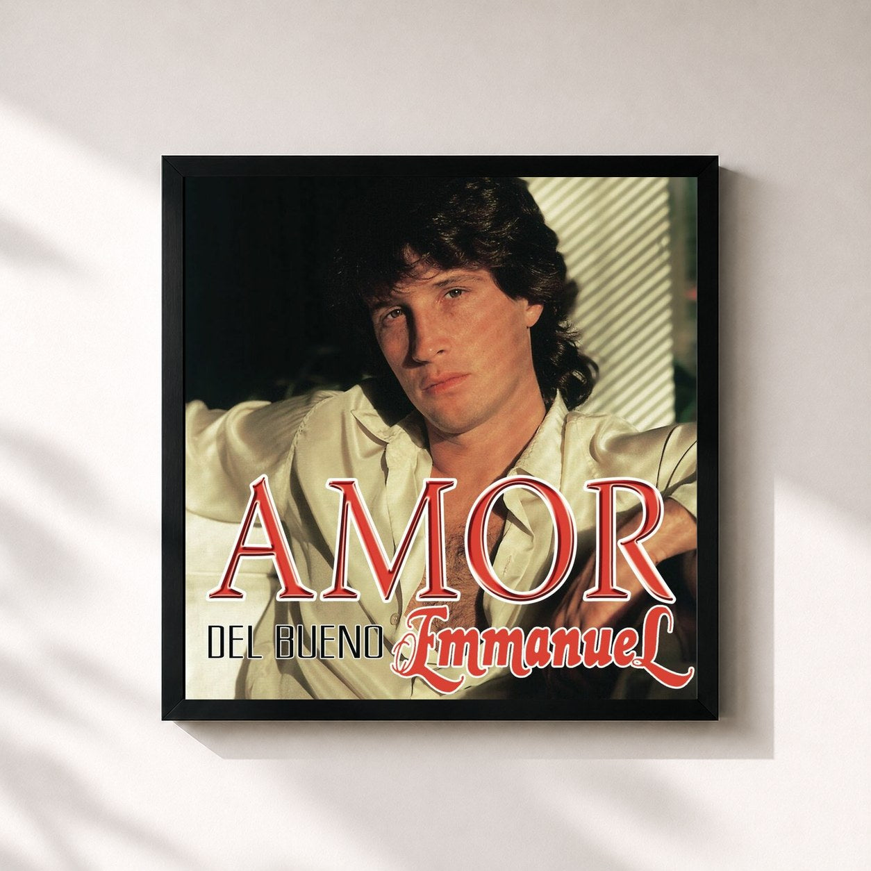 #noir Tableau carré de l'album Amor Del Bueno Emmanuel de Emmanuel, cadre noir 32x32 cm