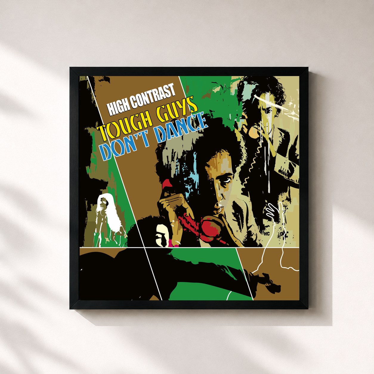 #noir Tableau carré de l'album Tough Guys Don't Dance de High Contrast, cadre noir 32x32 cm
