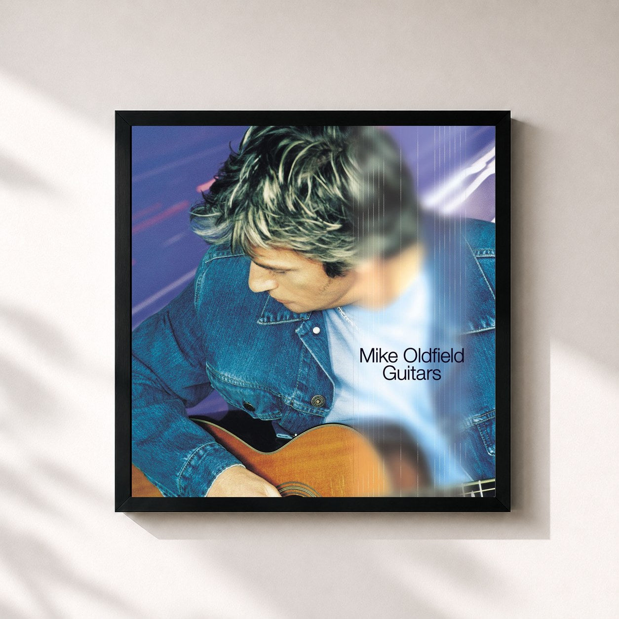 #noir Tableau carré de l'album Guitars de Mike Oldfield, cadre noir 32x32 cm