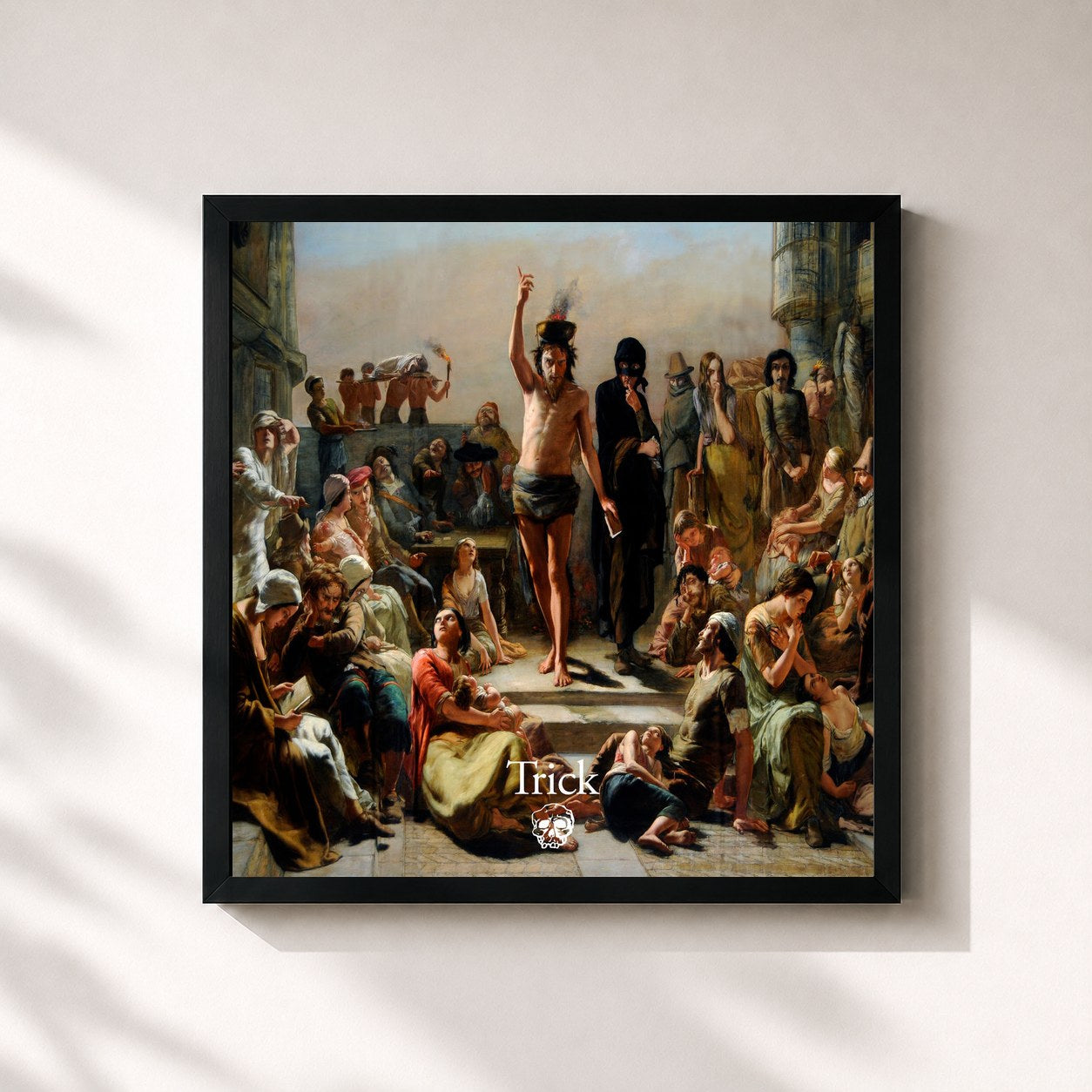 #noir Tableau carré de l'album Trick de Jamie T, cadre noir 32x32 cm