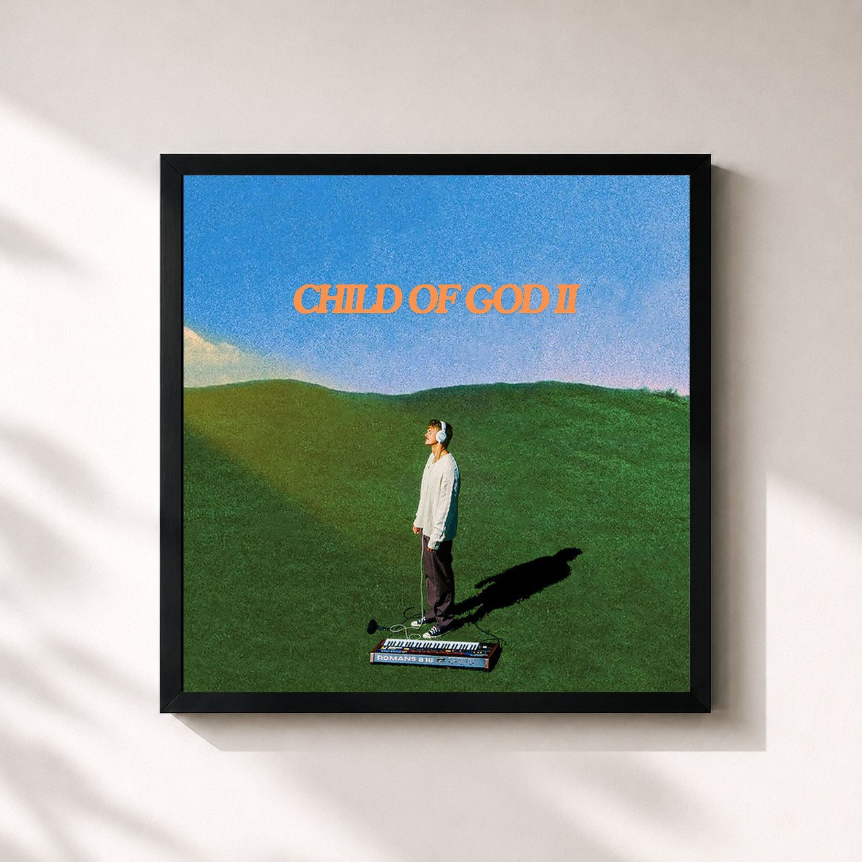 #noir Tableau carré de l'album CHILD OF GOD II de Forrest Frank, cadre noir 32x32 cm