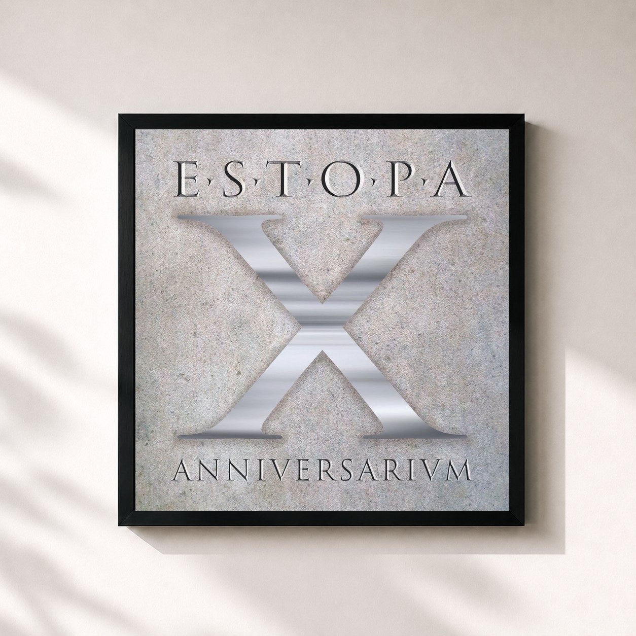 #noir Tableau carré de l'album X Anniversarivm de Estopa, cadre noir 32x32 cm