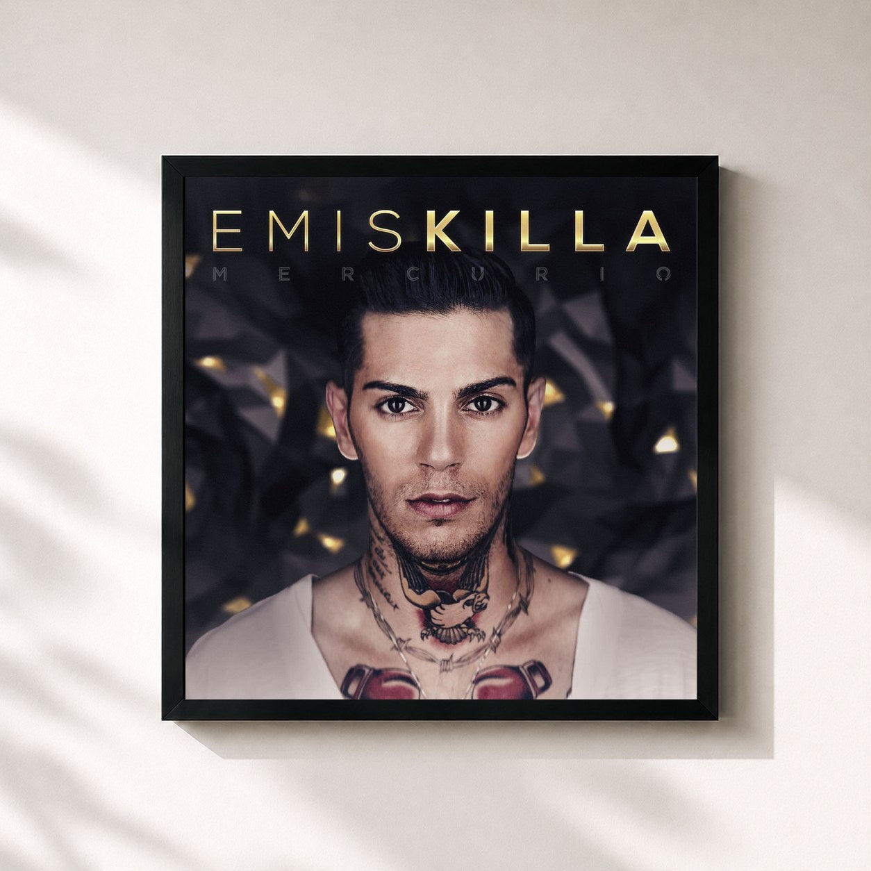 #noir Tableau carré de l'album Mercurio de Emis Killa, cadre noir 32x32 cm