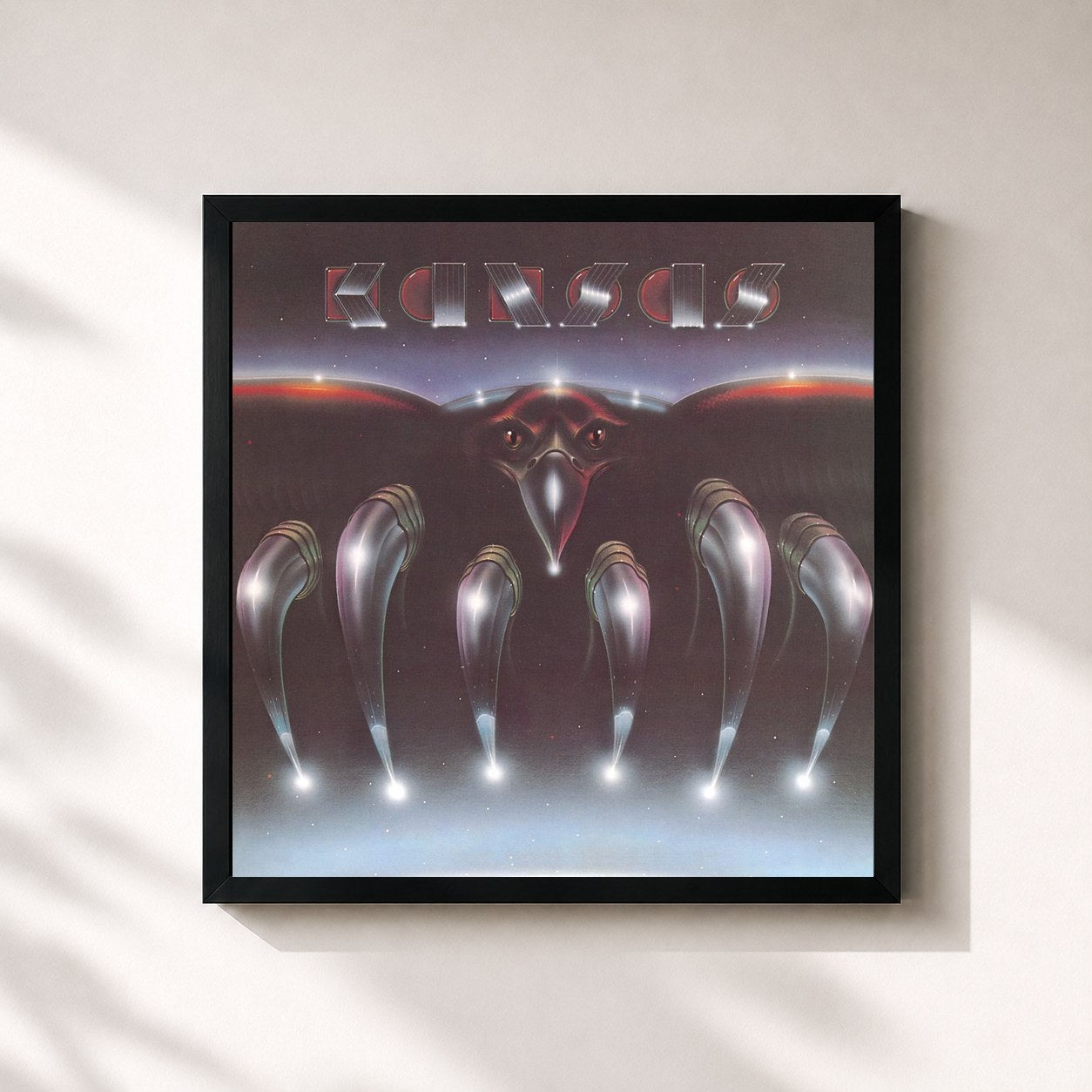 #noir Tableau carré de l'album Song For America de Kansas, cadre noir 32x32 cm