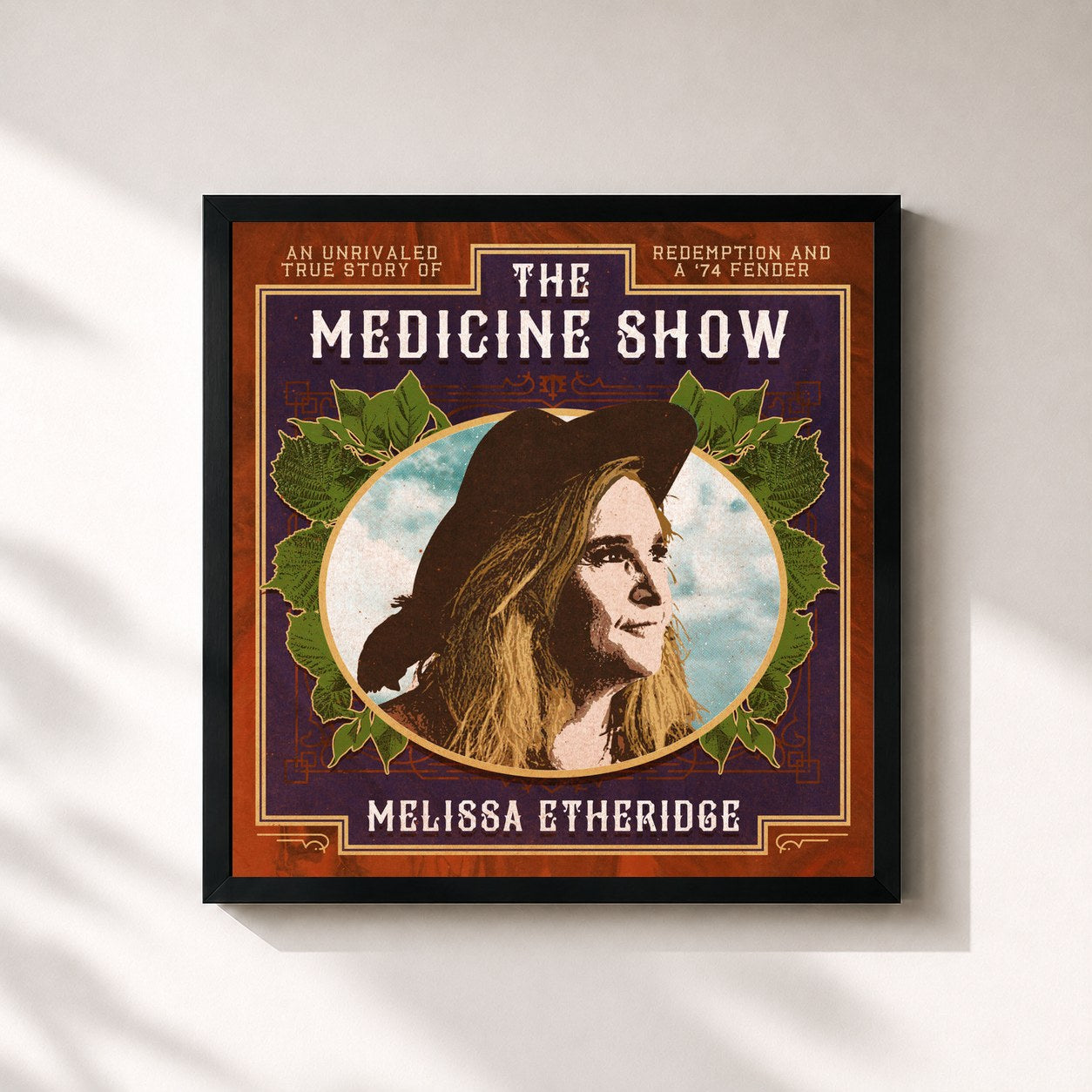 #noir Tableau carré de l'album The Medicine Show de Melissa Etheridge, cadre noir 32x32 cm