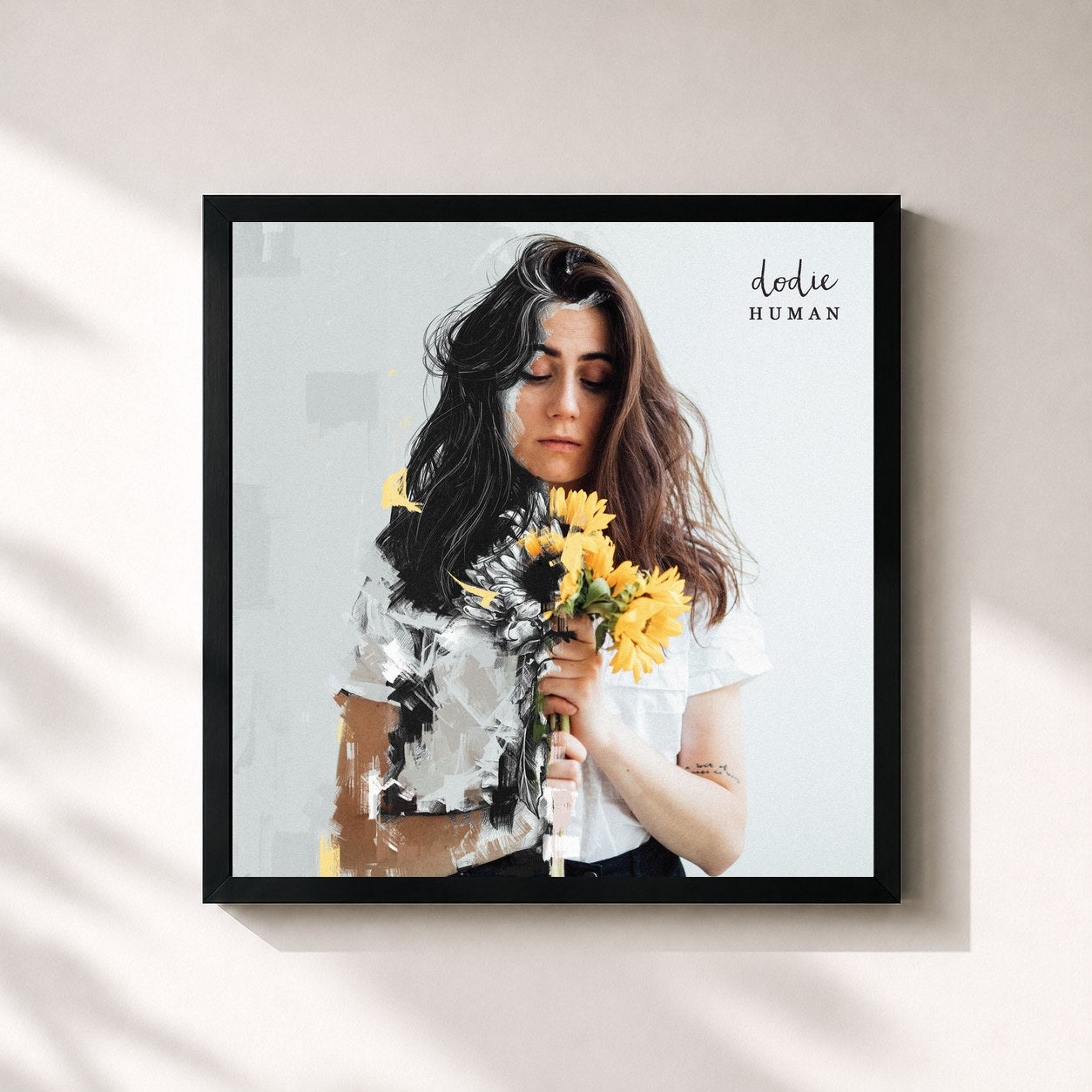 #noir Tableau carré de l'album Human de dodie, cadre noir 32x32 cm