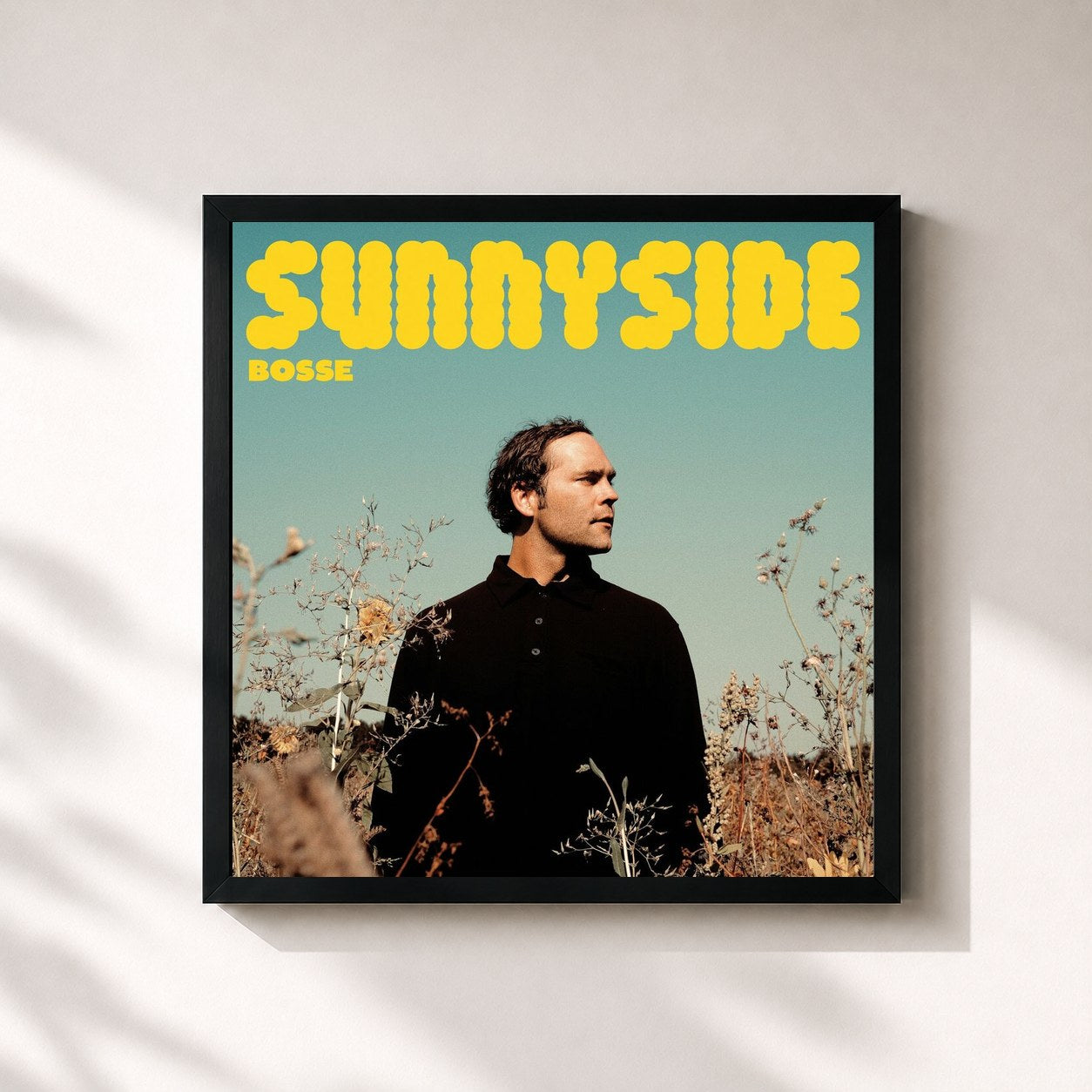 #noir Tableau carré de l'album Sunnyside de Bosse, cadre noir 32x32 cm