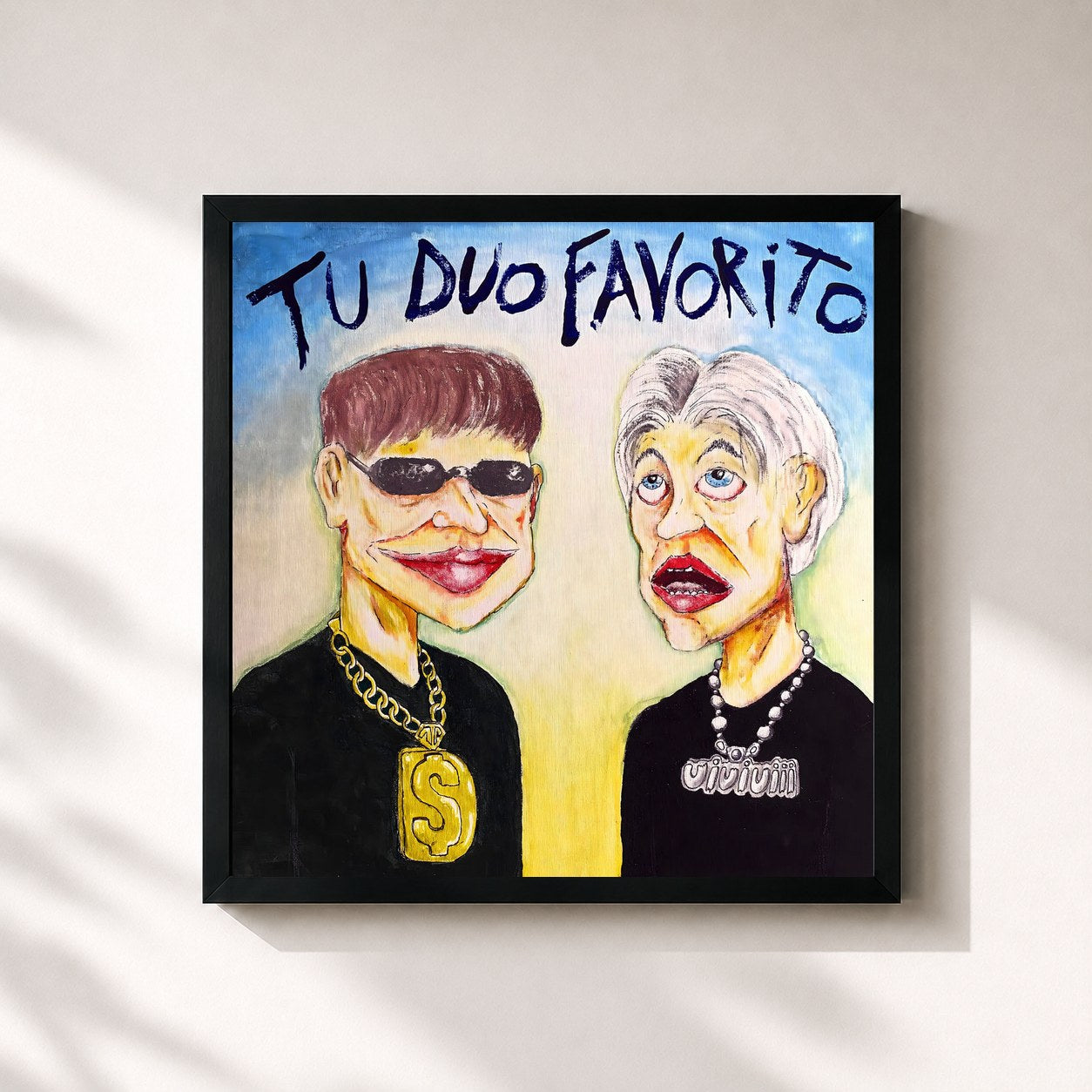#noir Tableau carré de l'album TU DUO FAVORITO de YSY A, cadre noir 32x32 cm