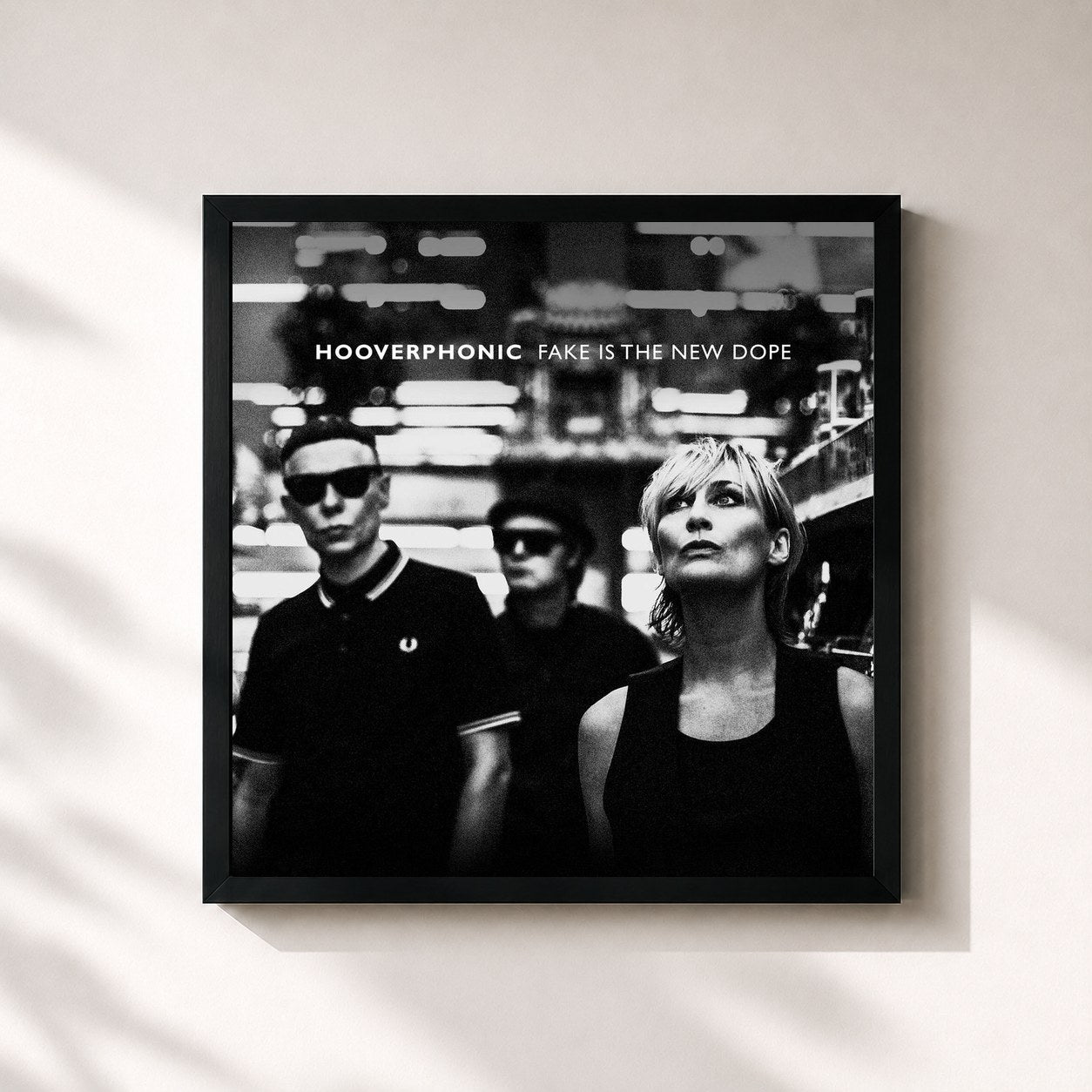 #noir Tableau carré de l'album Fake Is The New Dope de Hooverphonic, cadre noir 32x32 cm