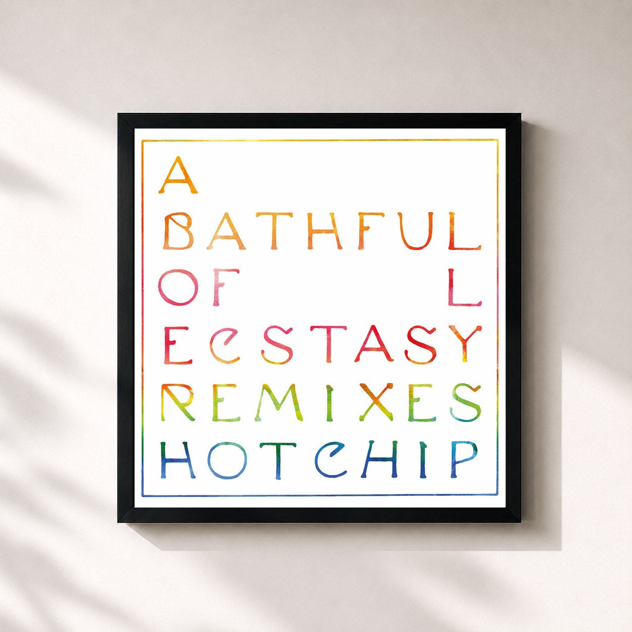 #noir Tableau carré de l'album A Bath Full of Ecstasy (Remixes) de Hot Chip, cadre noir 32x32 cm