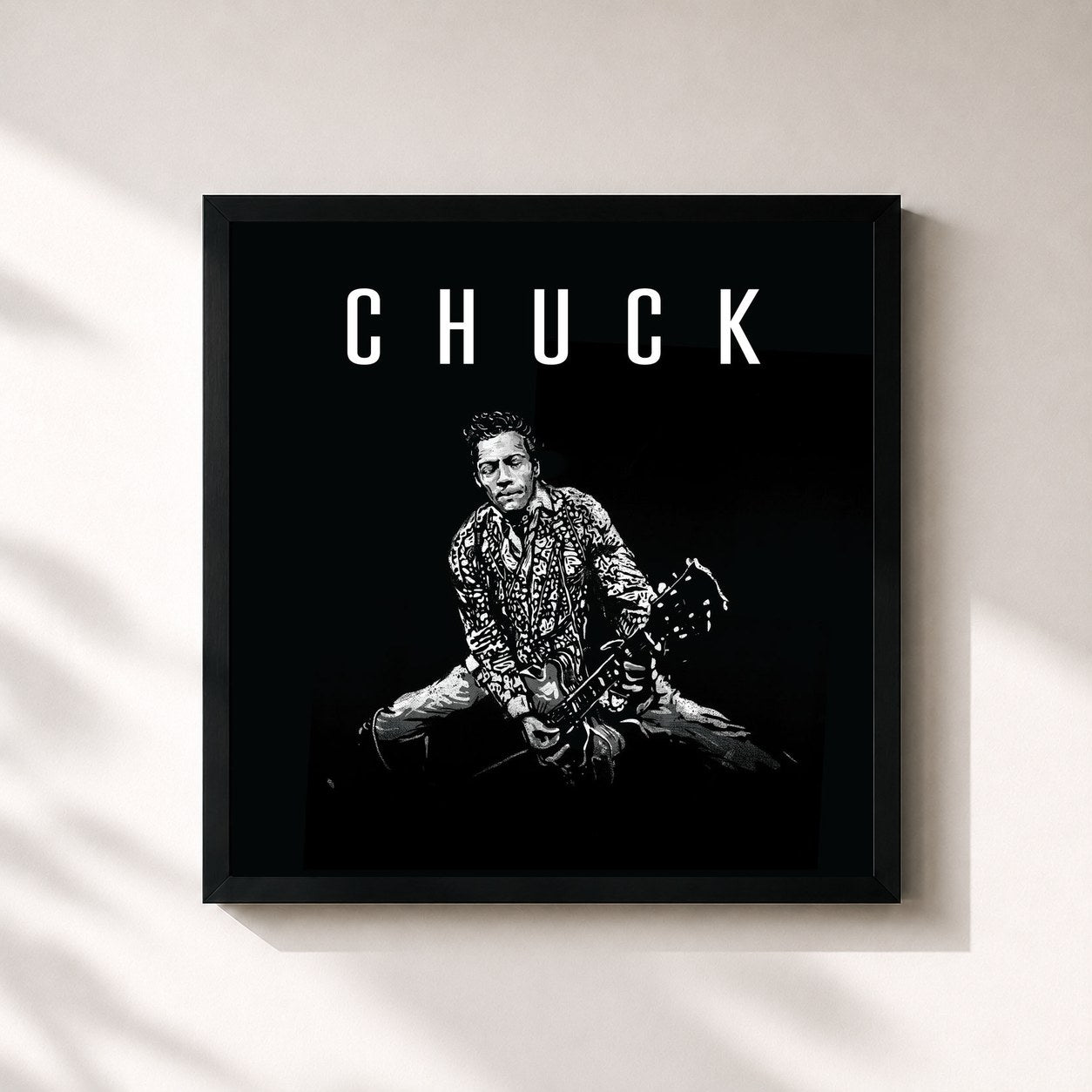 #noir Tableau carré de l'album Chuck de Chuck Berry, cadre noir 32x32 cm