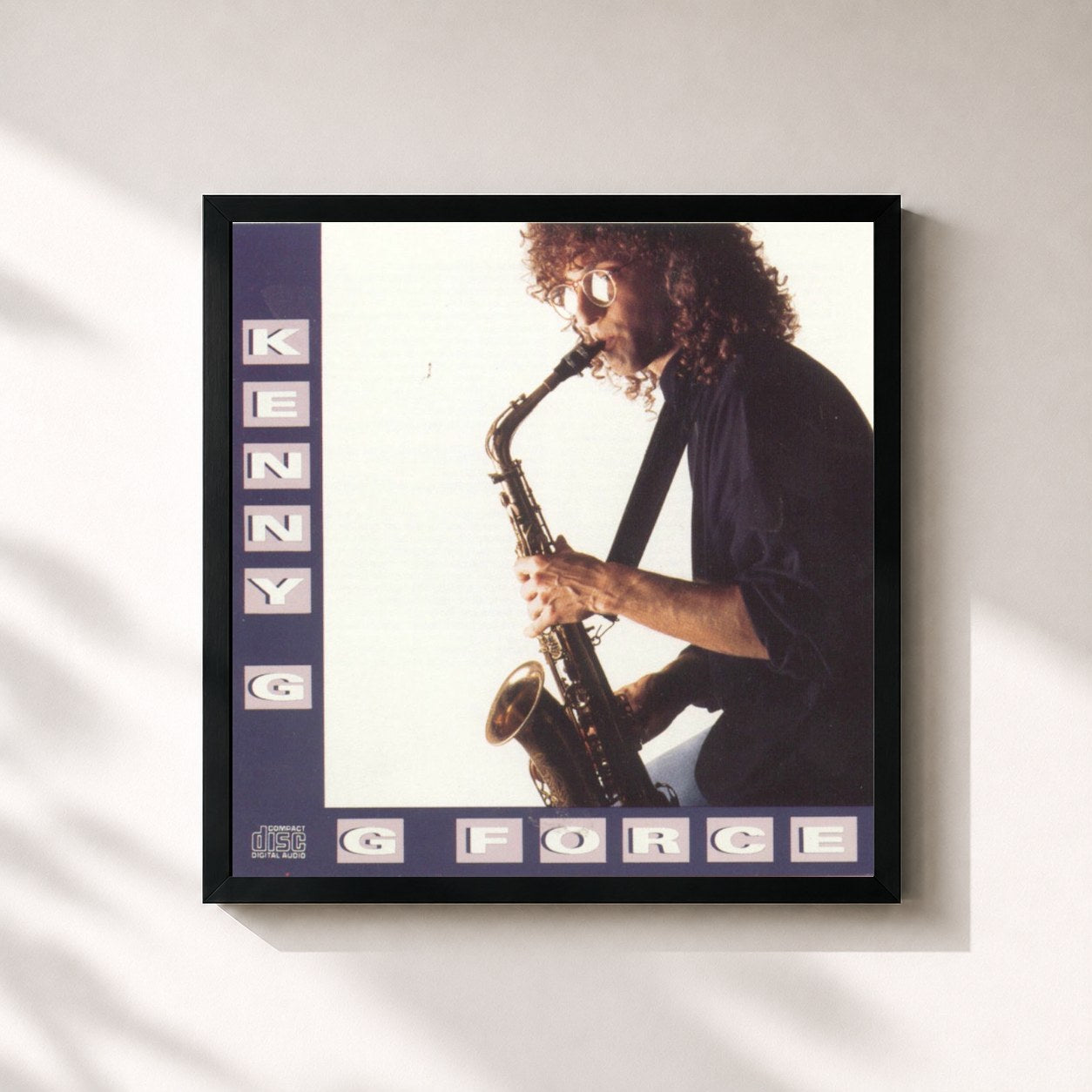 #noir Tableau carré de l'album G Force de Kenny G, cadre noir 32x32 cm