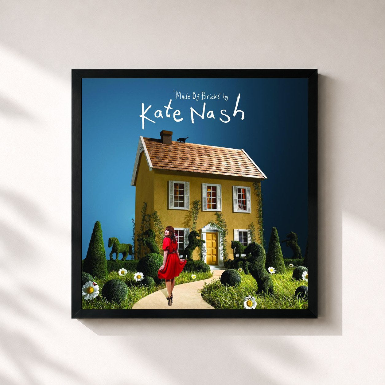 #noir Tableau carré de l'album Made of Bricks de Kate Nash, cadre noir 32x32 cm