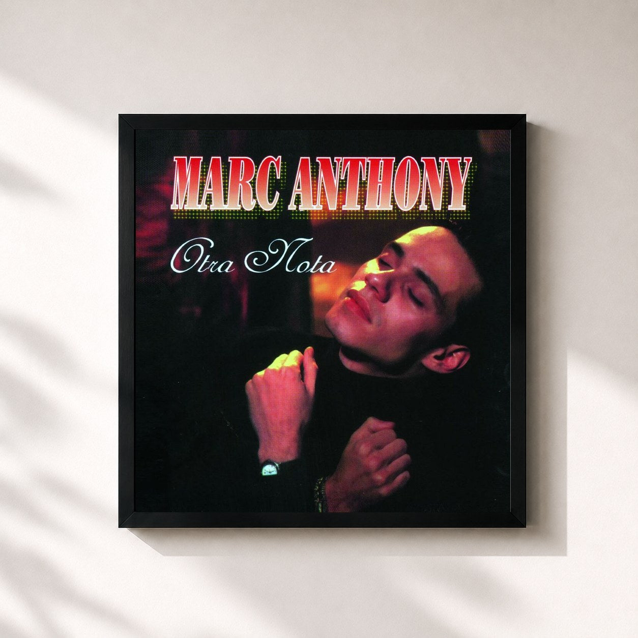 #noir Tableau carré de l'album Otra Nota de Marc Anthony, cadre noir 32x32 cm