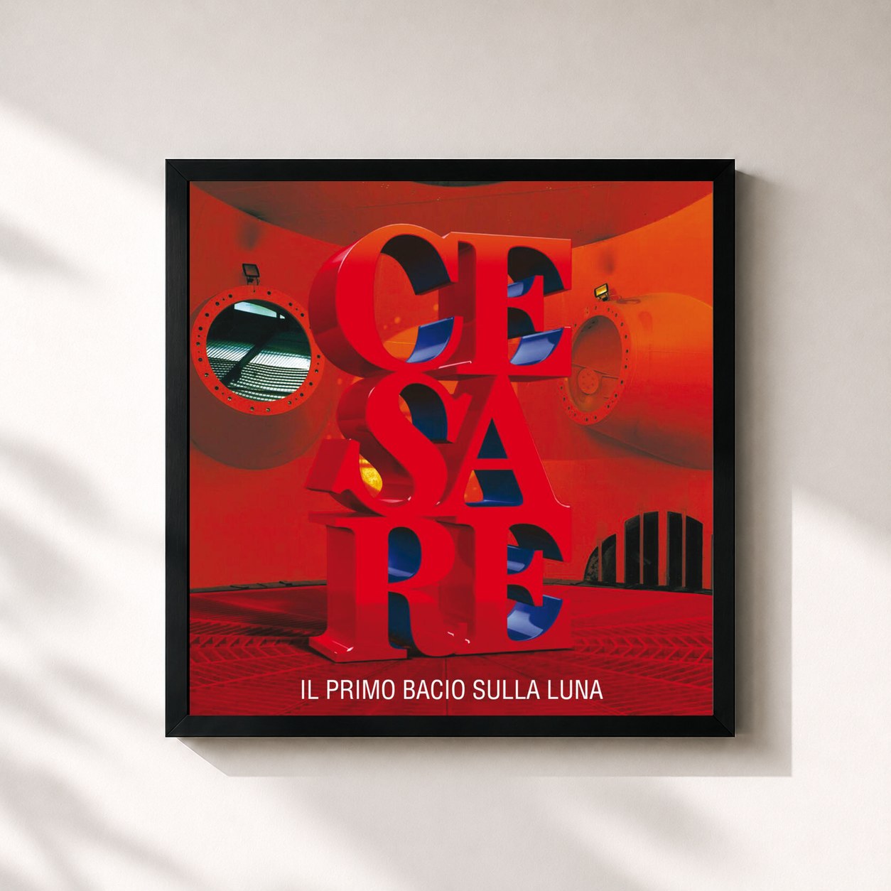 #noir Tableau carré de l'album Il Primo Bacio Sulla Luna de Cesare Cremonini, cadre noir 32x32 cm