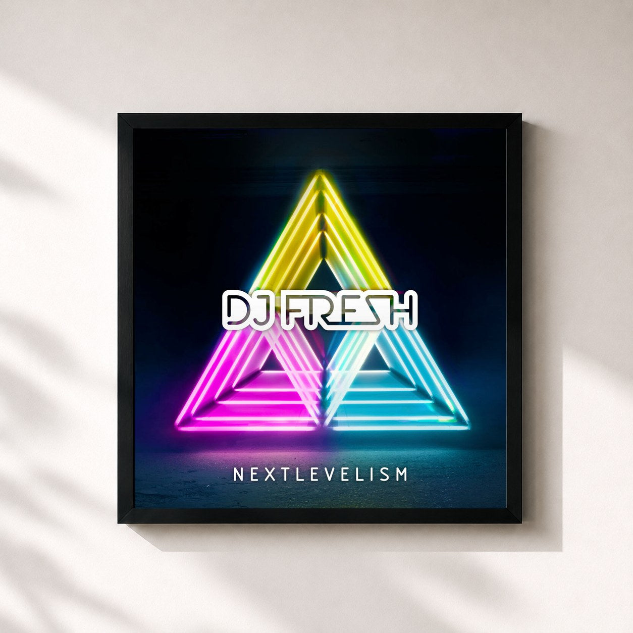 #noir Tableau carré de l'album Nextlevelism de DJ FRESH, cadre noir 32x32 cm