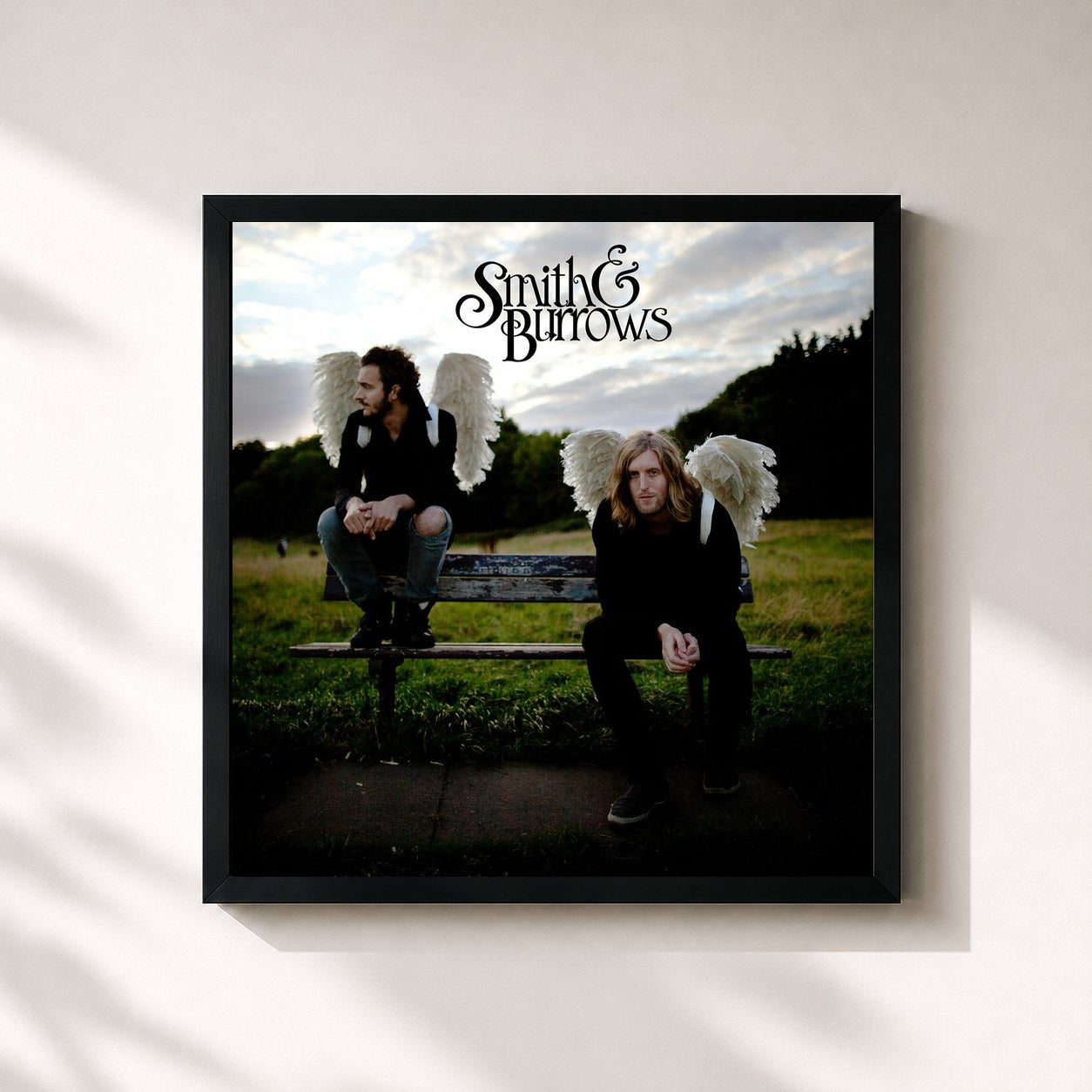 #noir Tableau carré de l'album Funny Looking Angels de Smith & Burrows, cadre noir 32x32 cm