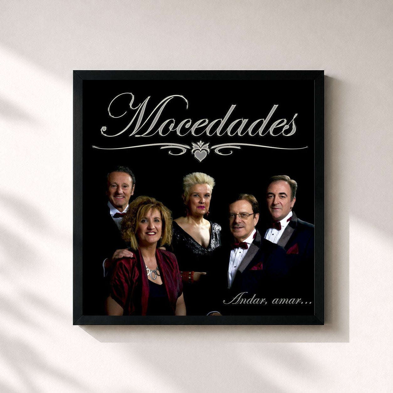 #noir Tableau carré de l'album Andar, Amar... de Mocedades, cadre noir 32x32 cm