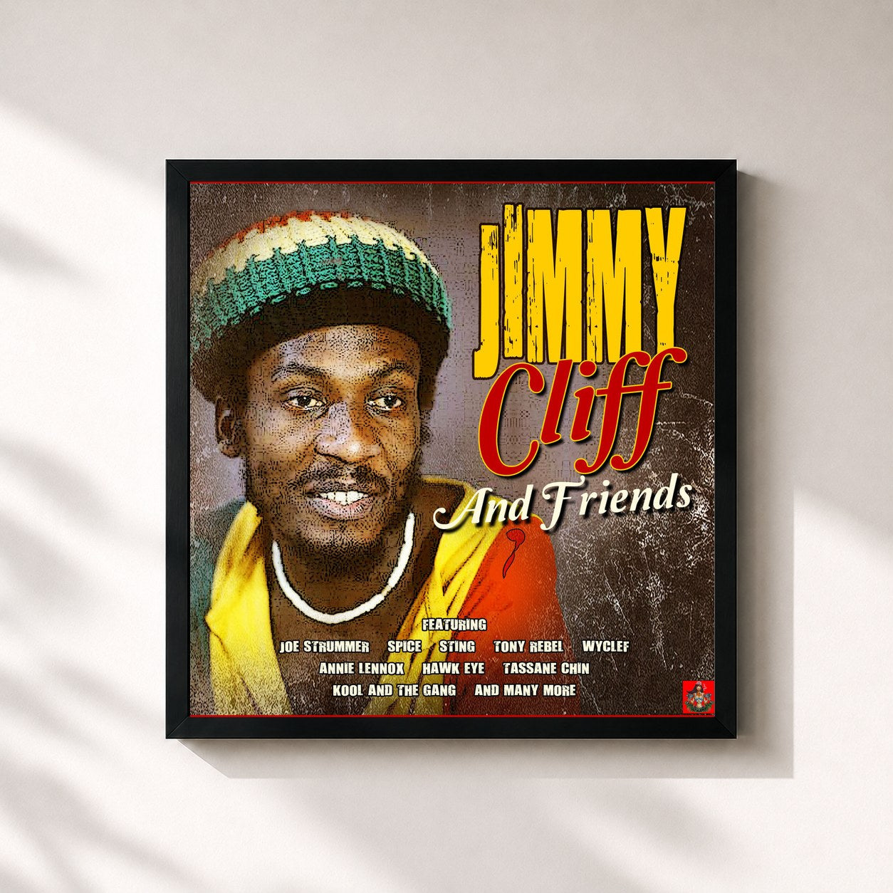 #noir Tableau carré de l'album Jamaica Time de Jimmy Cliff, cadre noir 32x32 cm