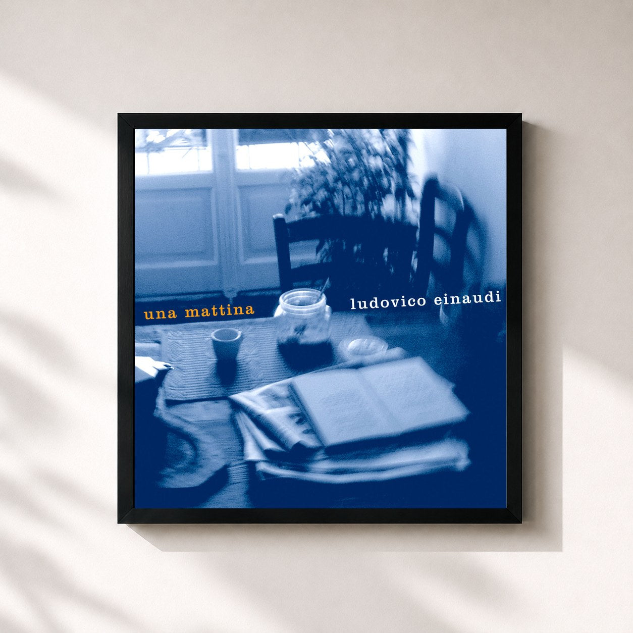 #noir Tableau carré de l'album Una Mattina de Ludovico Einaudi, cadre noir 32x32 cm