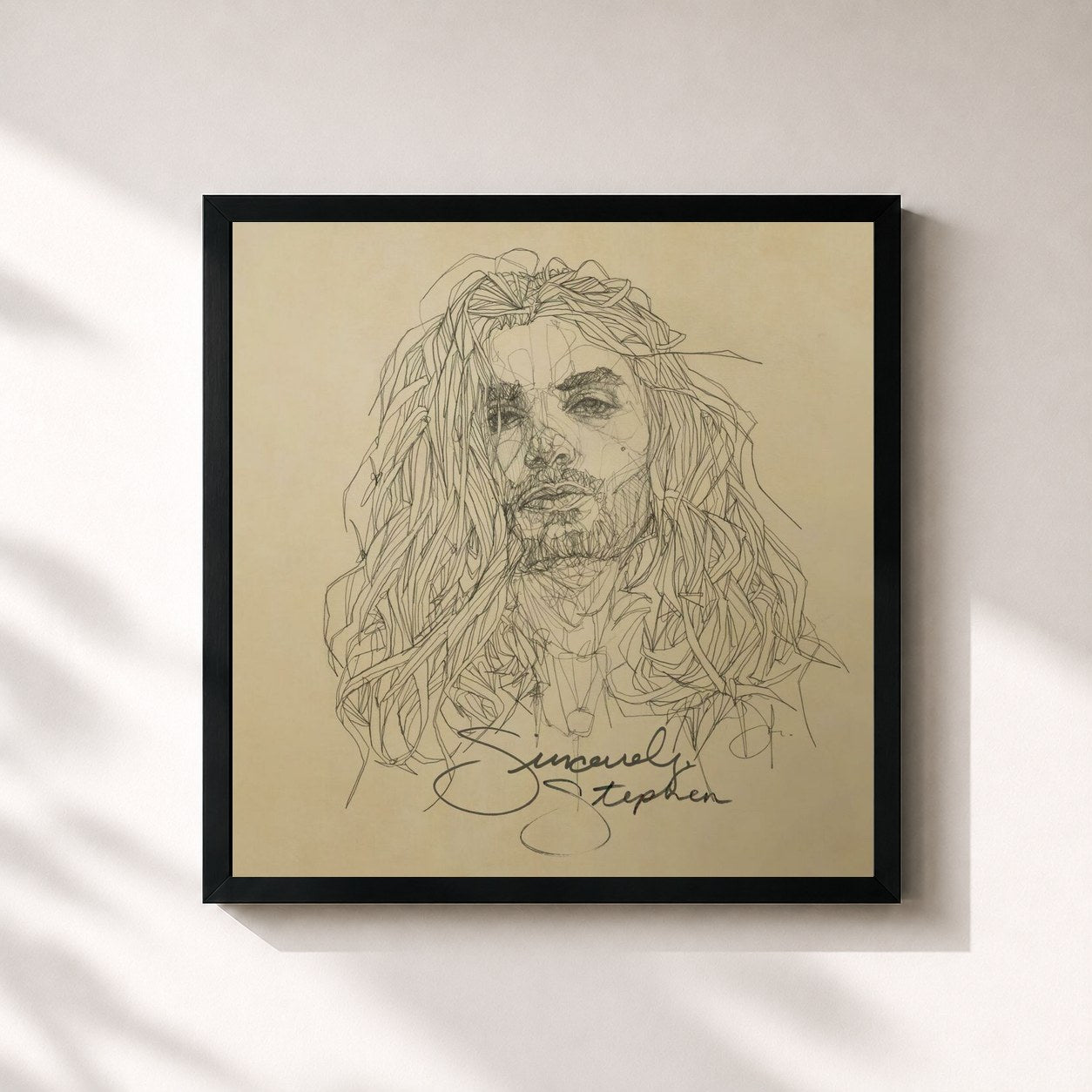 #noir Tableau carré de l'album Sincerely de Stephen, cadre noir 32x32 cm