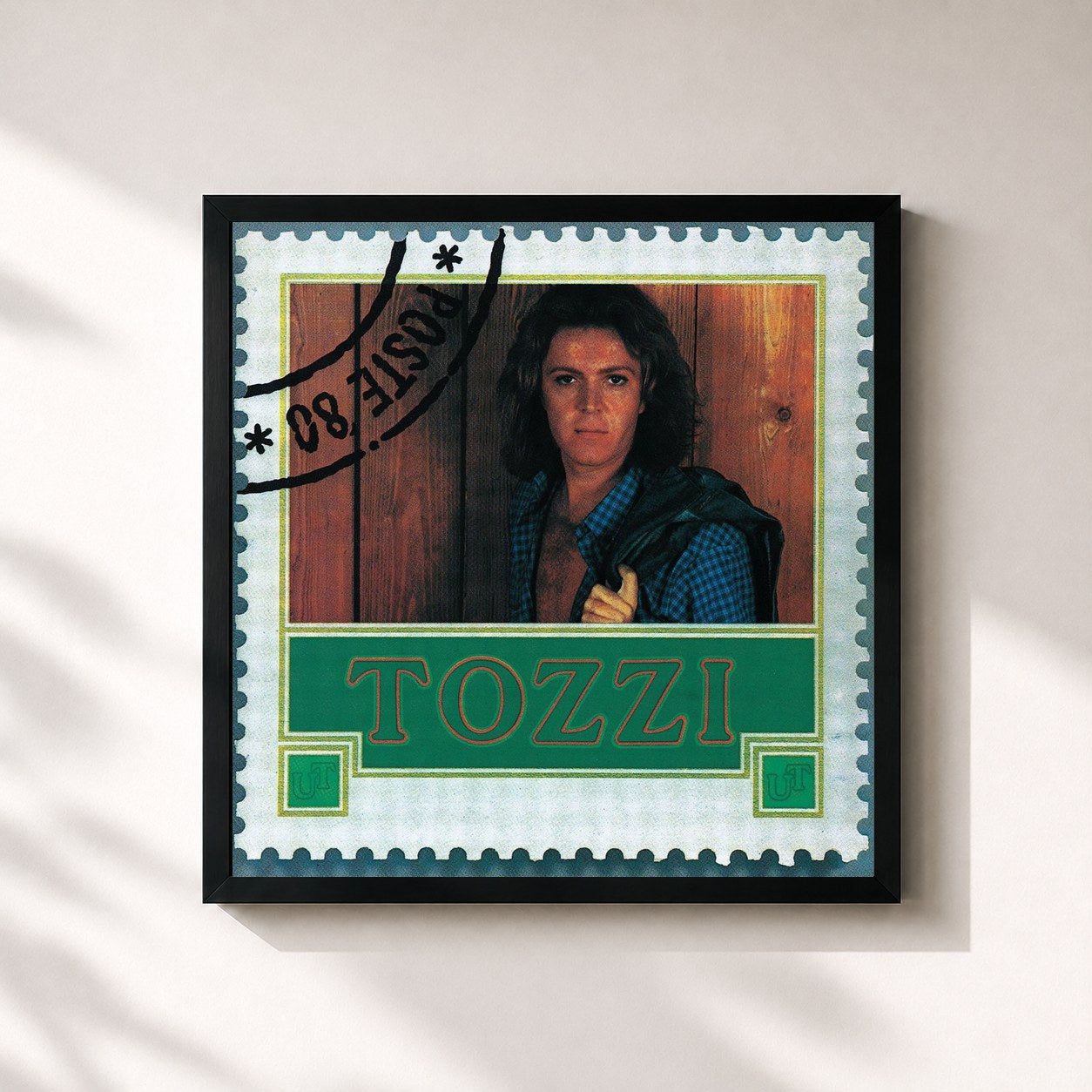 #noir Tableau carré de l'album Tozzi de Umberto Tozzi, cadre noir 32x32 cm