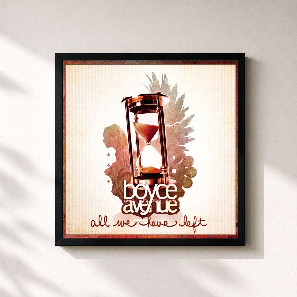 #noir Tableau carré de l'album All We Have Left de Boyce Avenue, cadre noir 32x32 cm