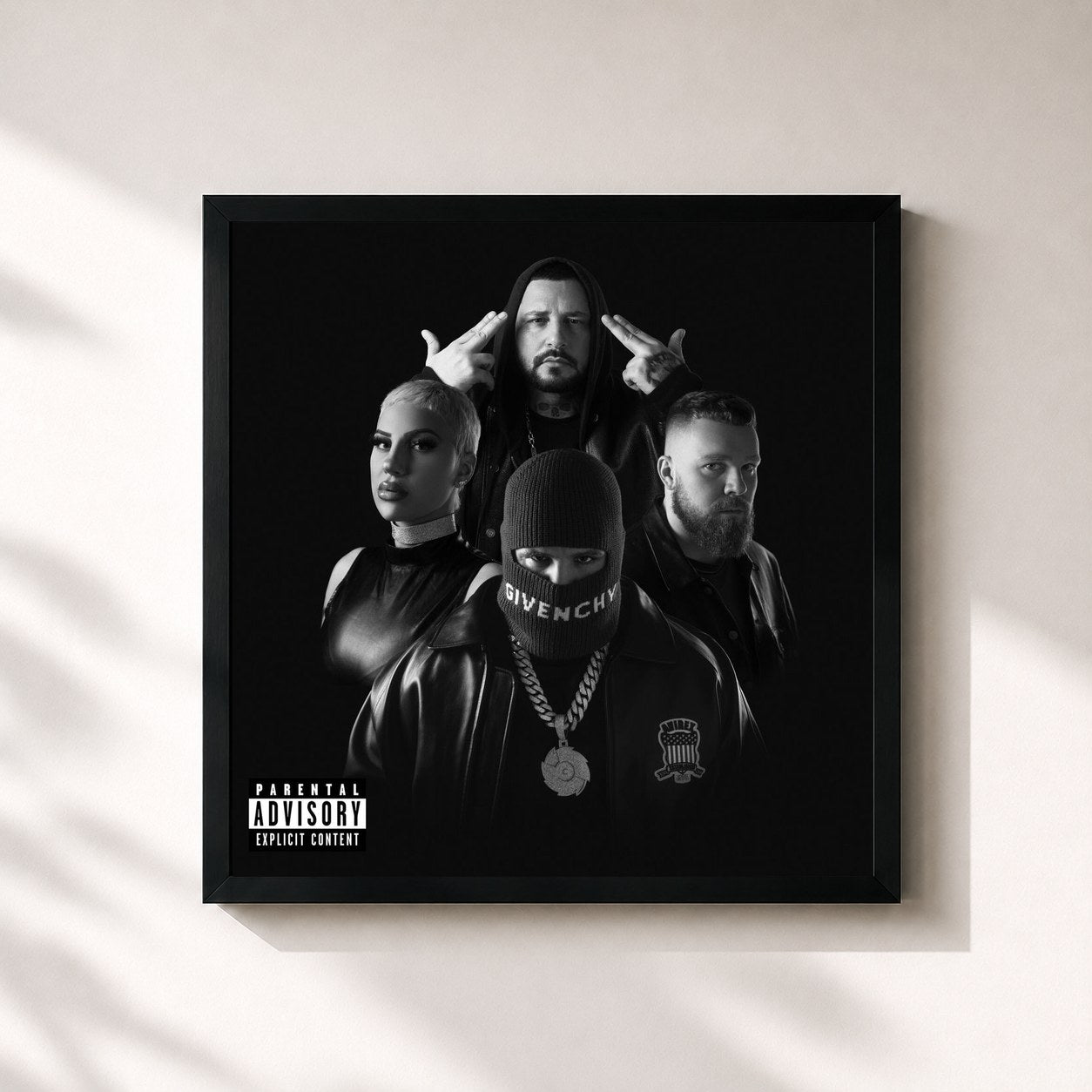 #noir Tableau carré de l'album Welle Vol. 1 de Fler, cadre noir 32x32 cm