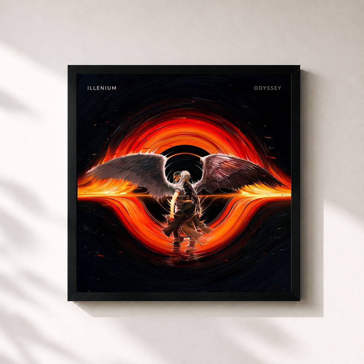 #noir Tableau carré de l'album ODYSSEY de Illenium, cadre noir 32x32 cm