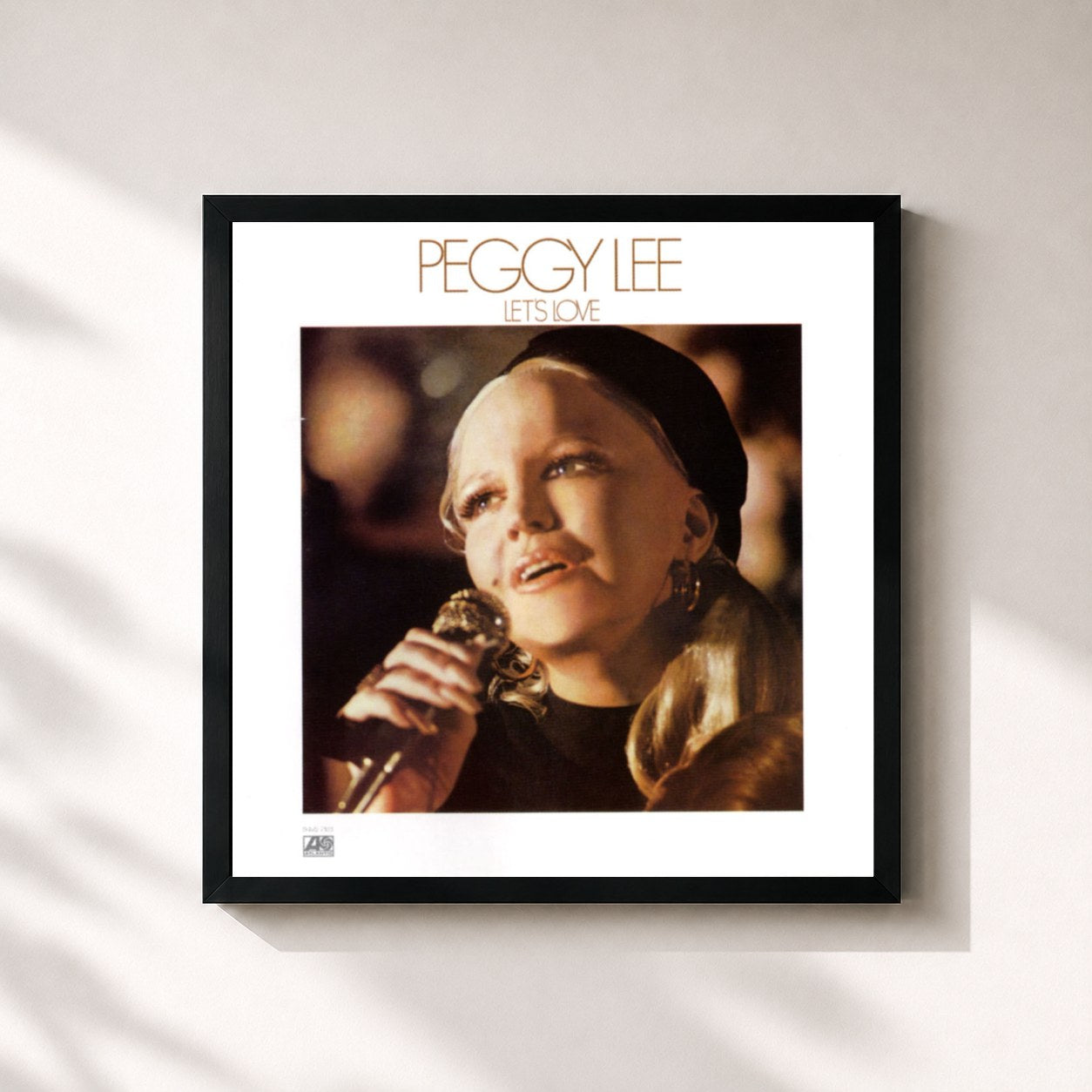 #noir Tableau carré de l'album Let's Love de Peggy Lee, cadre noir 32x32 cm