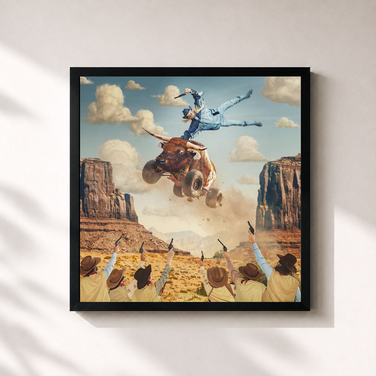 #noir Tableau carré de l'album Cowboy Tears de Oliver Tree, cadre noir 32x32 cm
