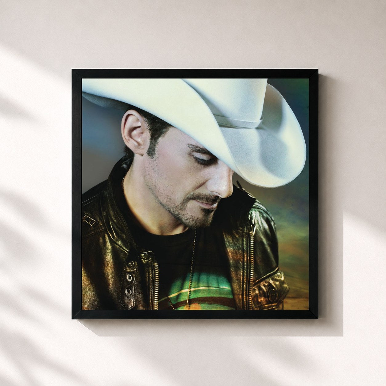 #noir Tableau carré de l'album This Is Country Music de Brad Paisley, cadre noir 32x32 cm