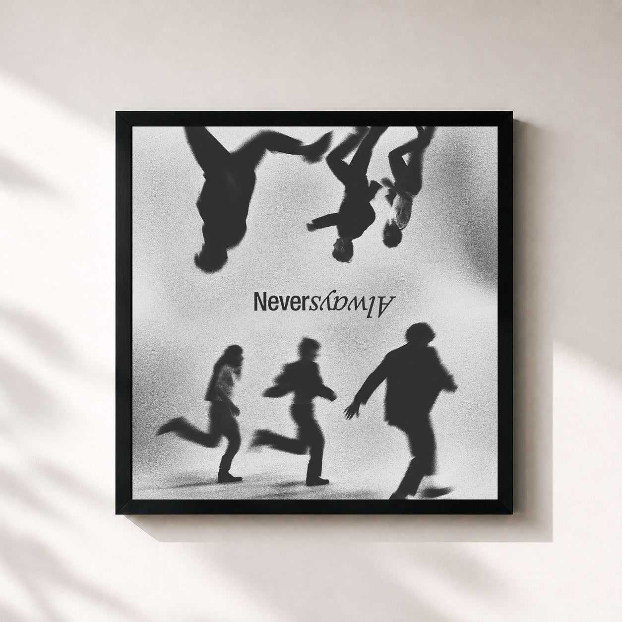 #noir Tableau carré de l'album NeverAlways (Vol. 2) de The Band CAMINO, cadre noir 32x32 cm