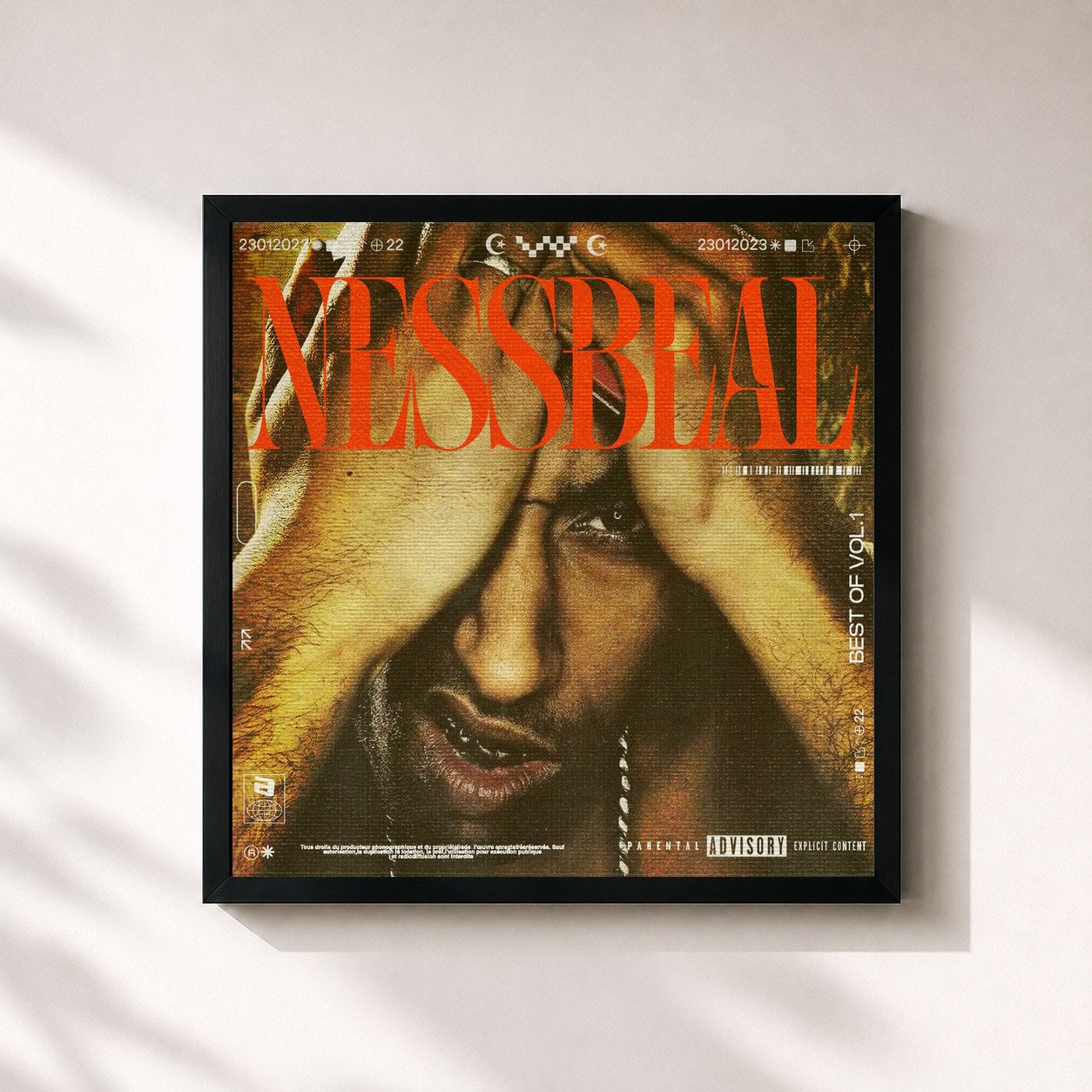 #noir Tableau carré de l'album Nessbeal Mix tape 2 de Nessbeal, cadre noir 32x32 cm