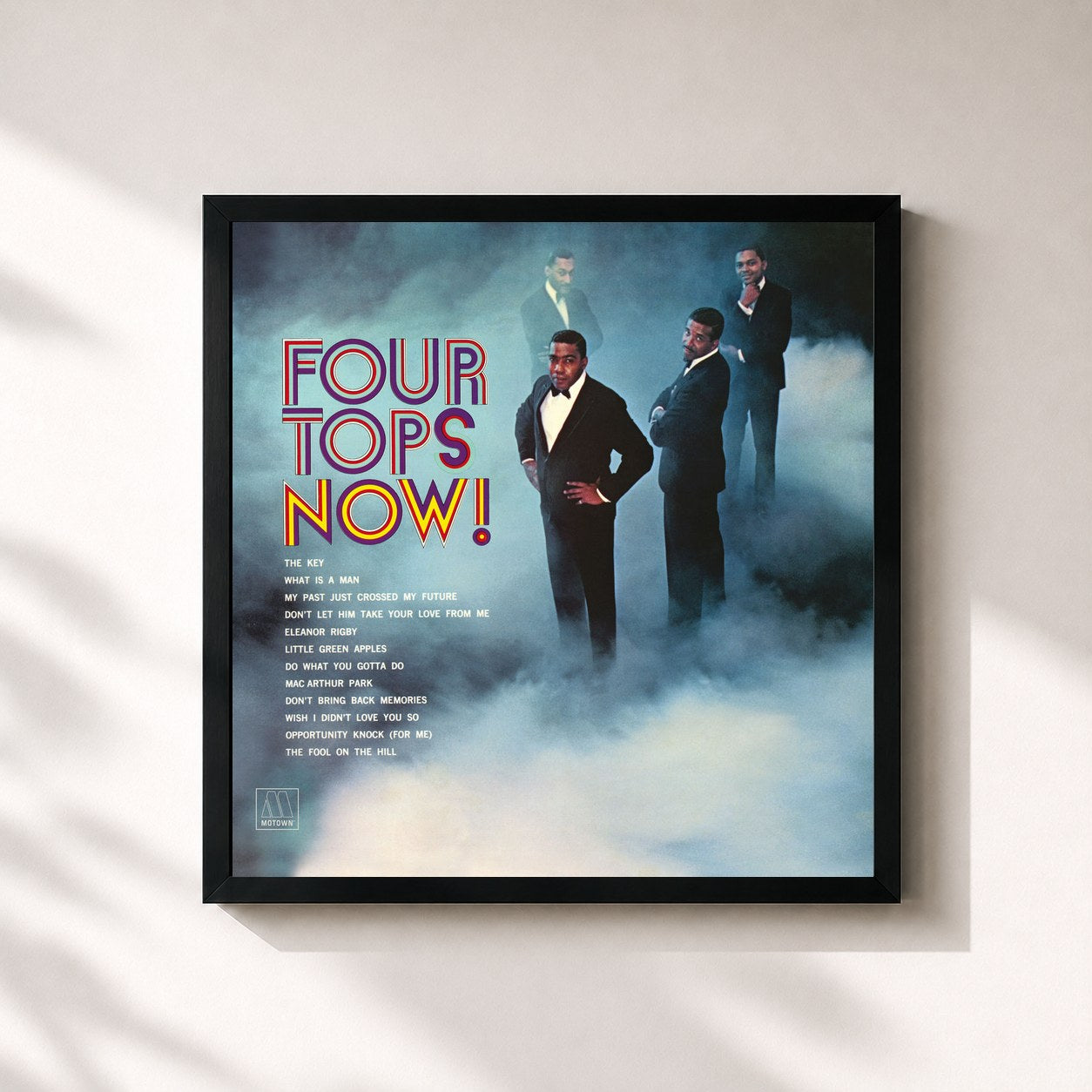 #noir Tableau carré de l'album Four Tops Now de Four Tops, cadre noir 32x32 cm