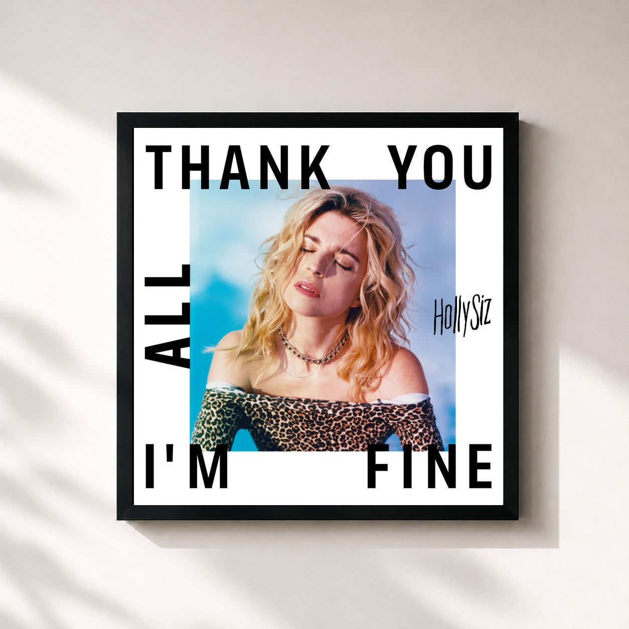 #noir Tableau carré de l'album Thank You All I'm Fine de HollySiz, cadre noir 32x32 cm