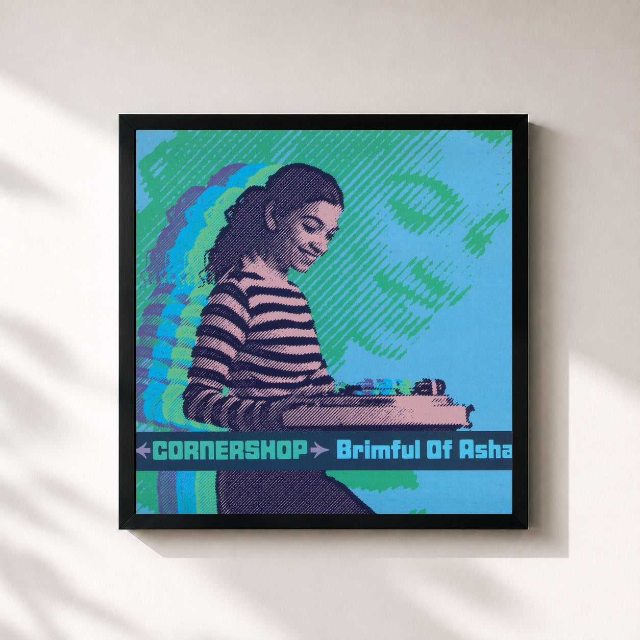 #noir Tableau carré de l'album Brimful of Asha de Cornershop, cadre noir 32x32 cm
