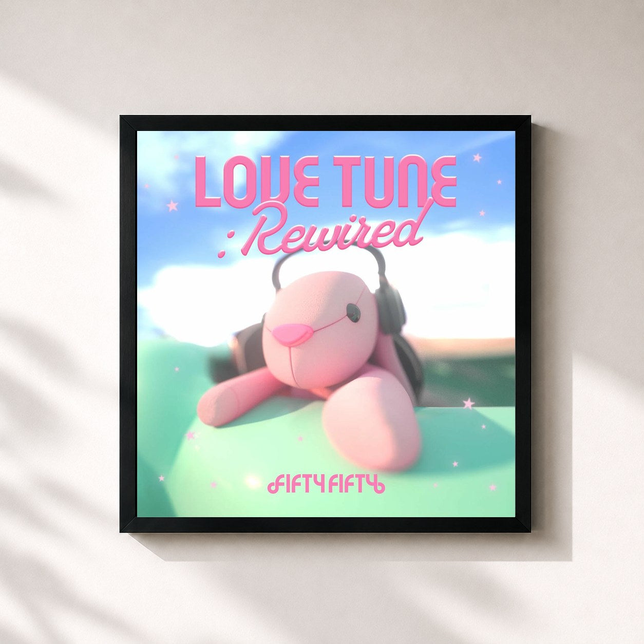 #noir Tableau carré de l'album Love Tune: Rewired de FIFTY FIFTY, cadre noir 32x32 cm