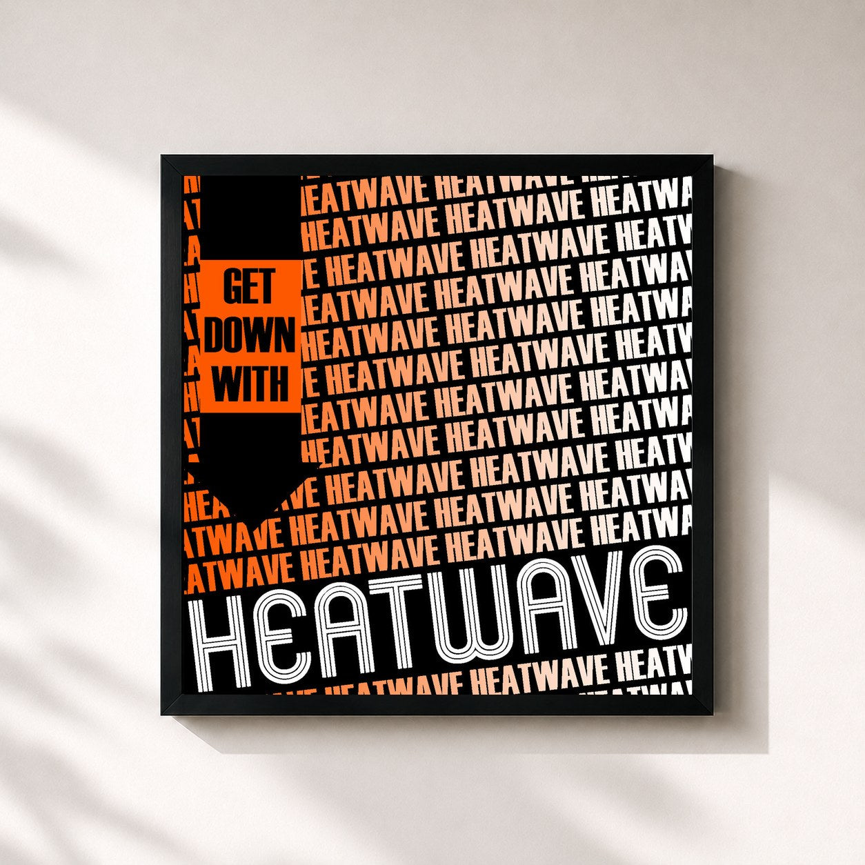 #noir Tableau carré de l'album Get Down with Heatwave de Heatwave, cadre noir 32x32 cm