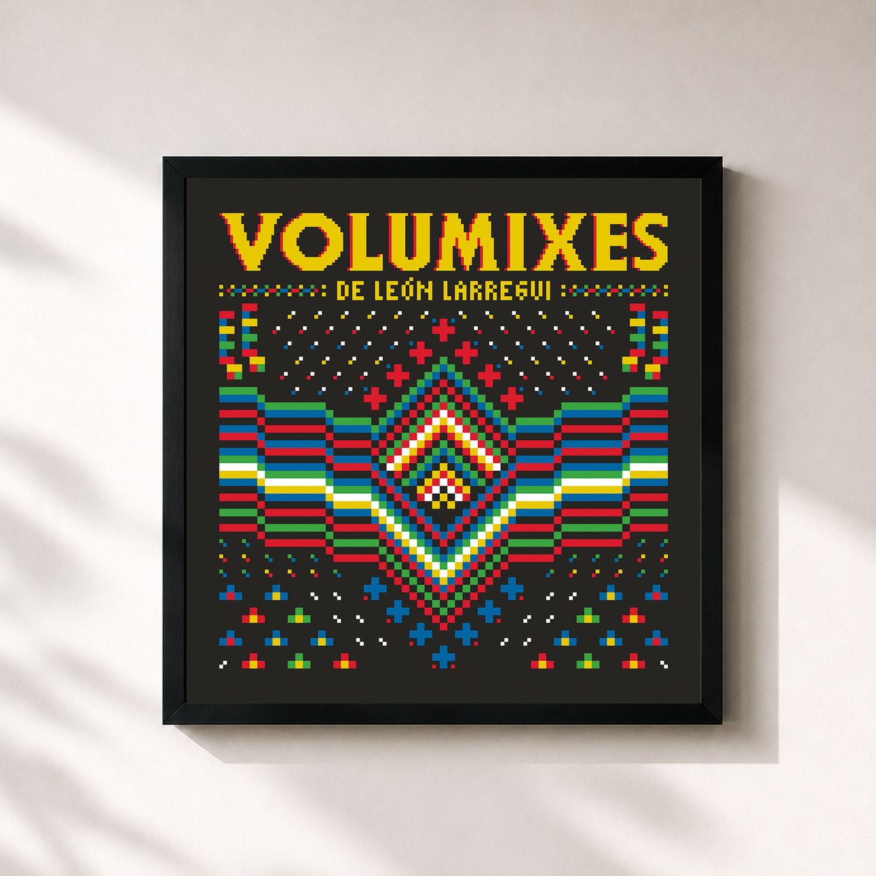#noir Tableau carré de l'album Volumixes de León Larregui, cadre noir 32x32 cm
