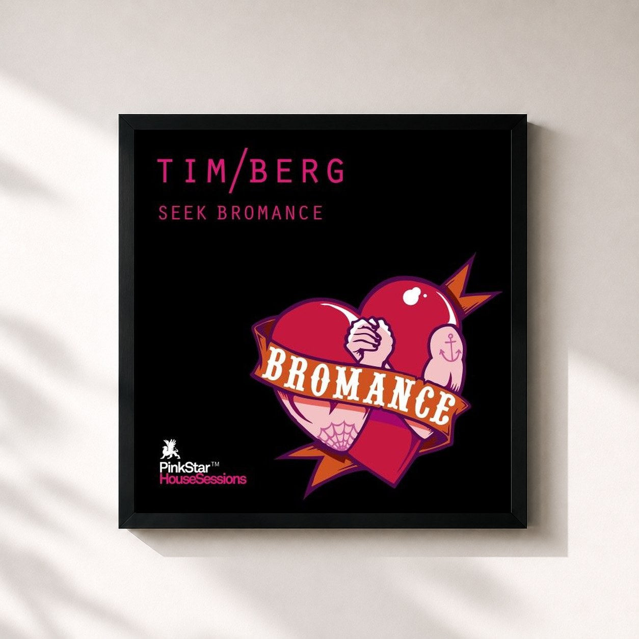 #noir Tableau carré de l'album Seek Bromance de Tim Berg, cadre noir 32x32 cm